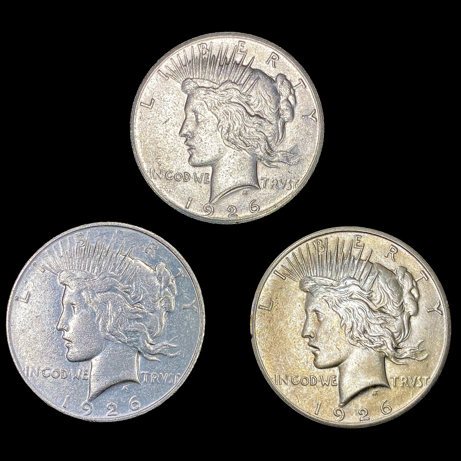 [3] US Peace Dollars [1926, 1926, 1926-D] HIGH GRA (1 of 2)