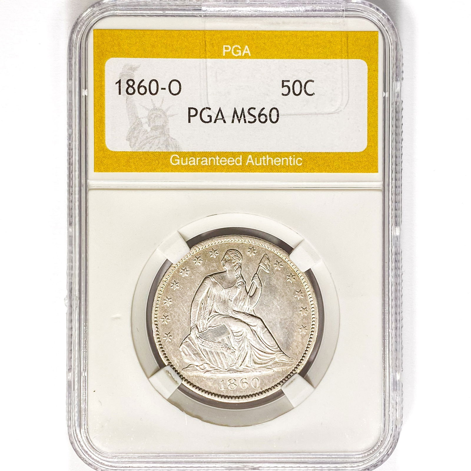 1860-O Seated Liberty Half Dollar PGA MS60 (1 of 2)