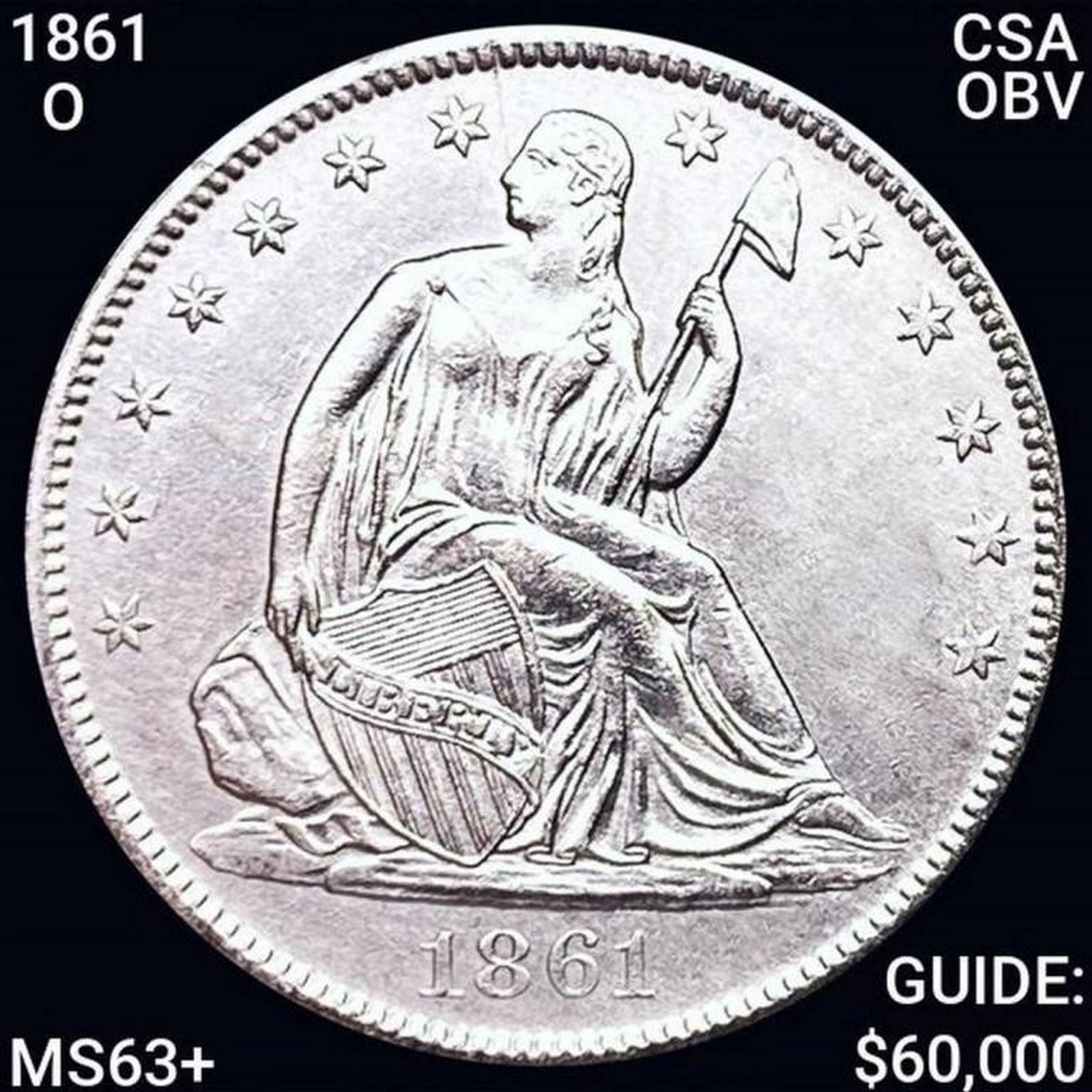 1861-O CSA OBV Seated Liberty Half Dollar UNCIRCUL (1 of 2)
