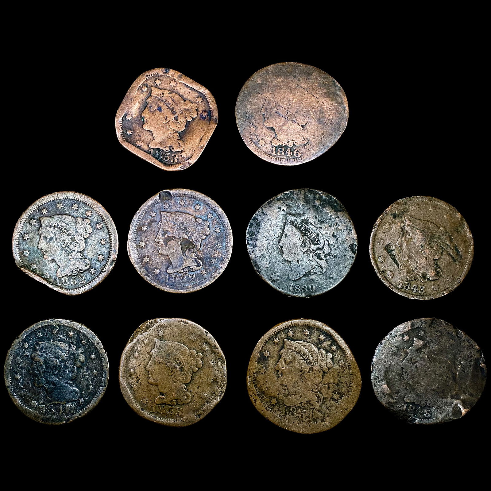 [10] Large Cents [1830, 1843, [3] 1846, 1854, [2] (1 of 2)