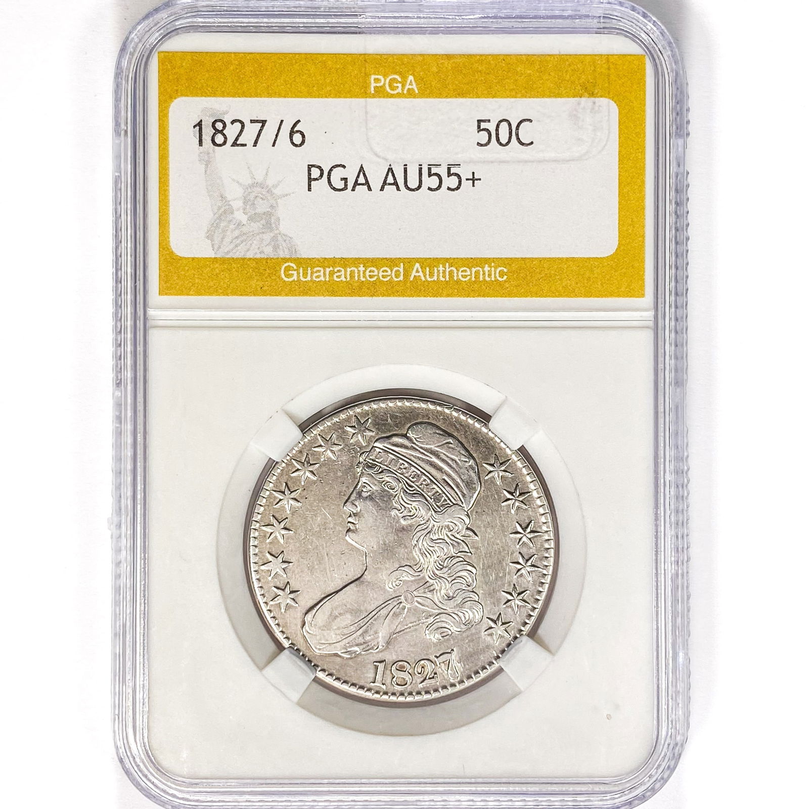 1827/6 Capped Bust Half Dollar PGA AU55+ (1 of 2)