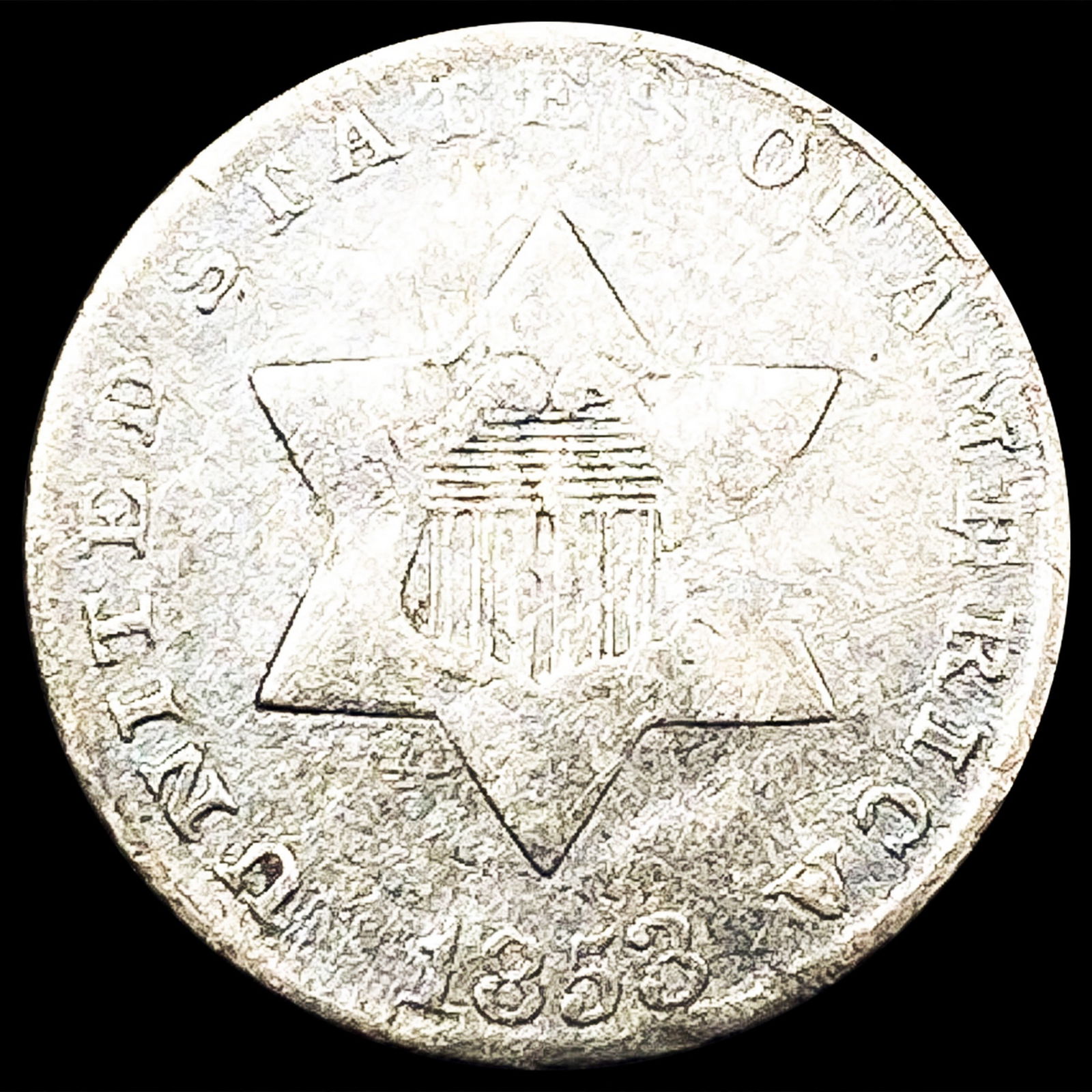 1853 Silver Three Cent CLOSELY UNCIRCULATED (1 of 2)