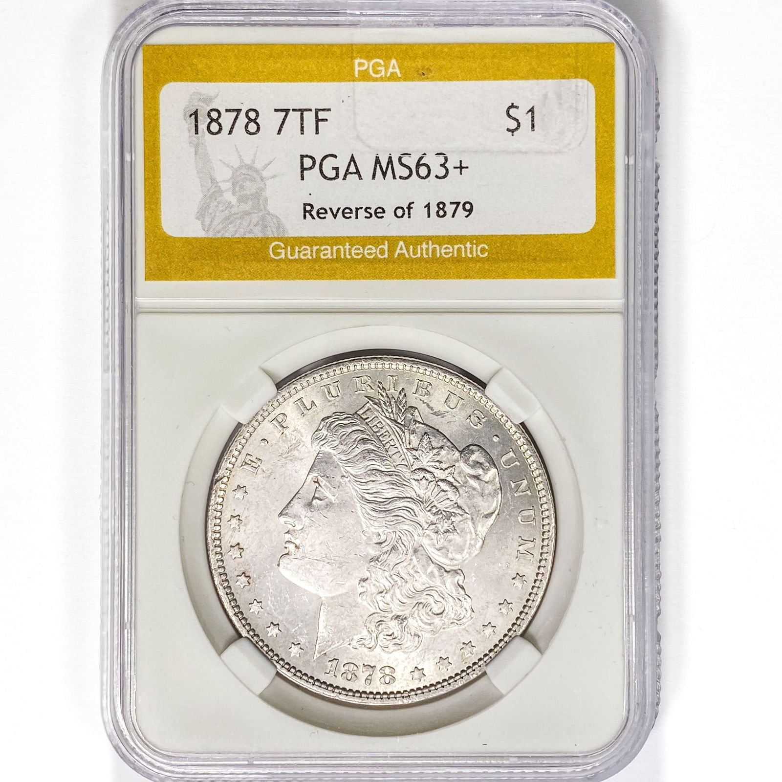 1878 7TF Morgan Silver Dollar PGA MS63+ REV 79 (1 of 2)