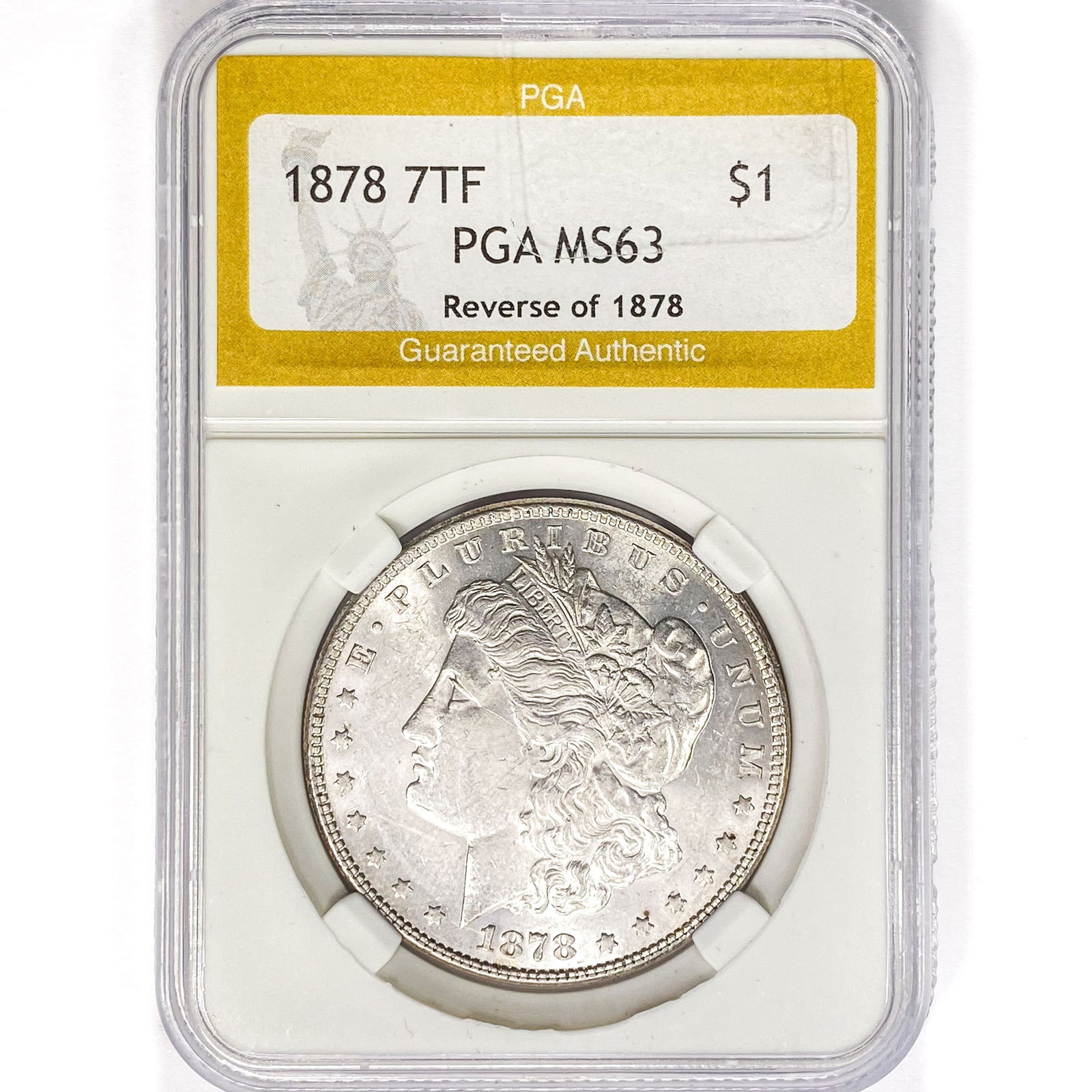 1878 7TF Morgan Silver Dollar PGA MS63 REV 78 (1 of 2)