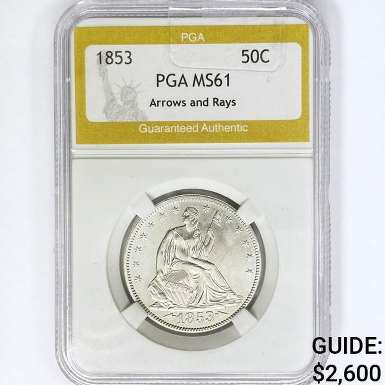 1853 Seated Liberty Half Dollar PGA MS61 ARWS&Rays (1 of 2)
