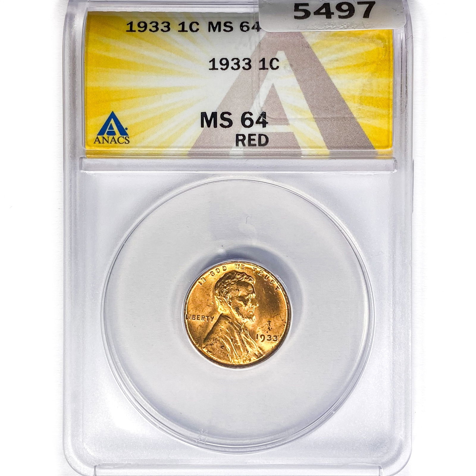1933 Wheat Cent ANACS MS64 RED (1 of 2)