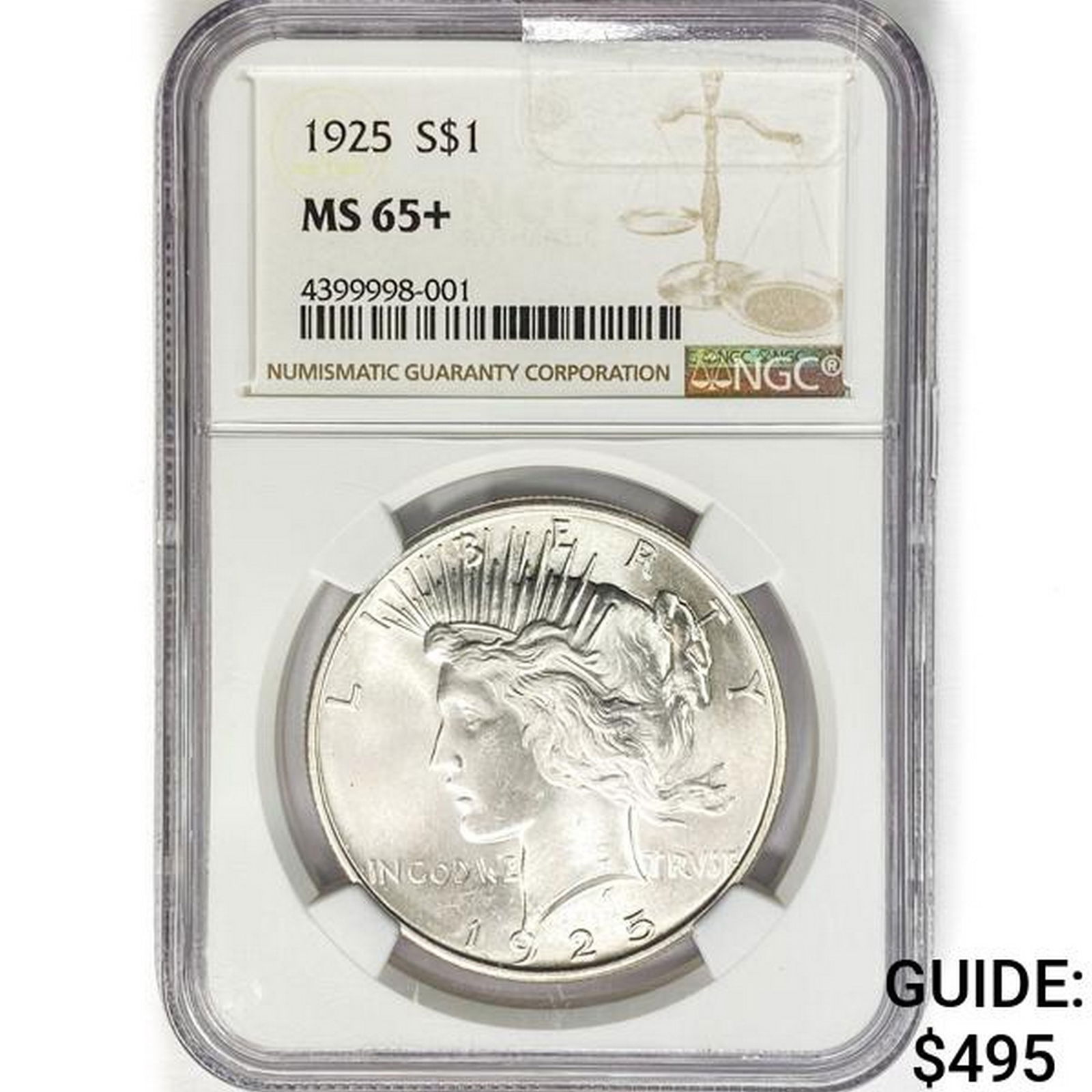 1925 Silver Peace Dollar NGC MS65+ (1 of 2)