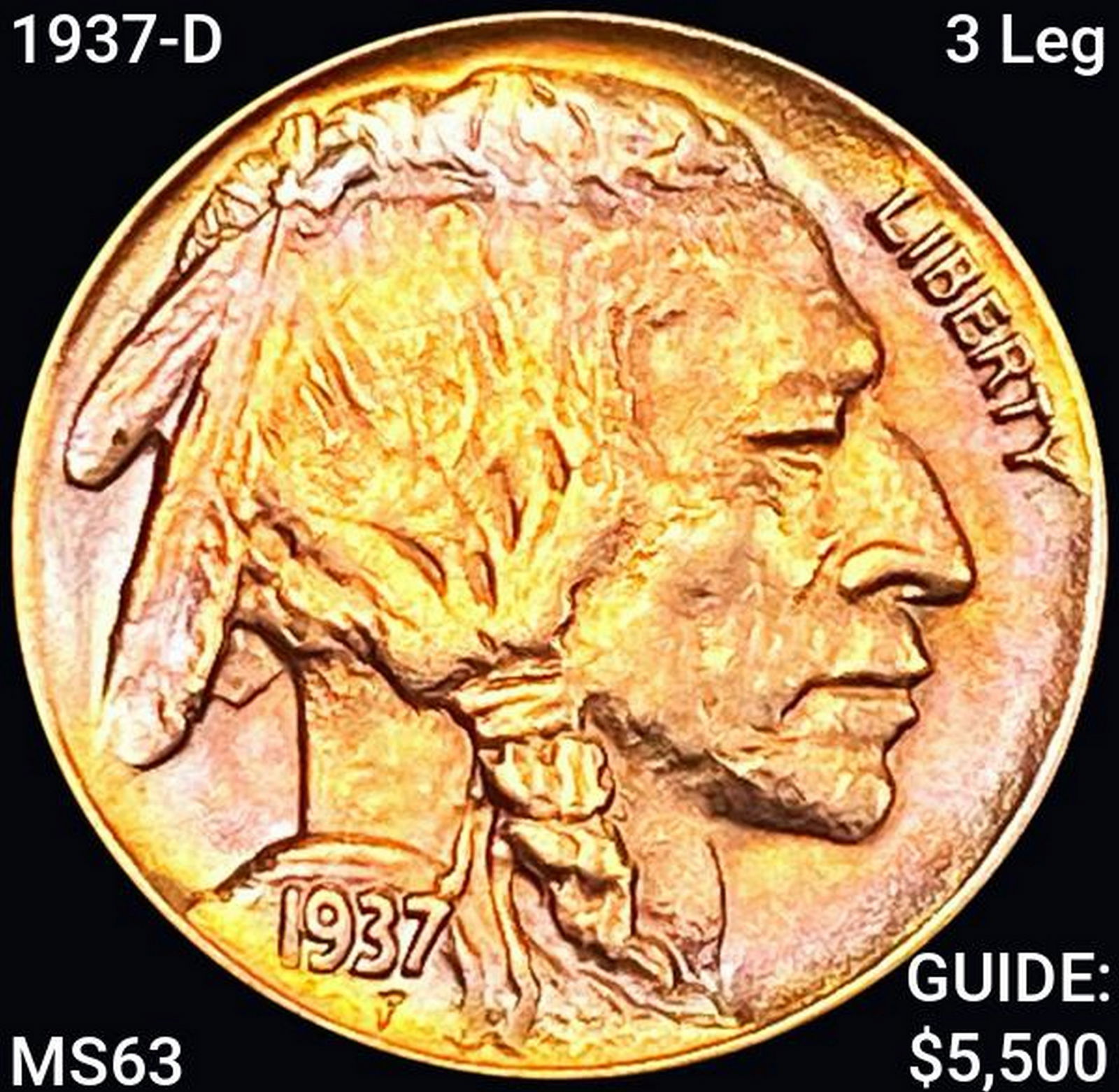 1937-D 3 Leg Buffalo Nickel CHOICE BU (1 of 2)