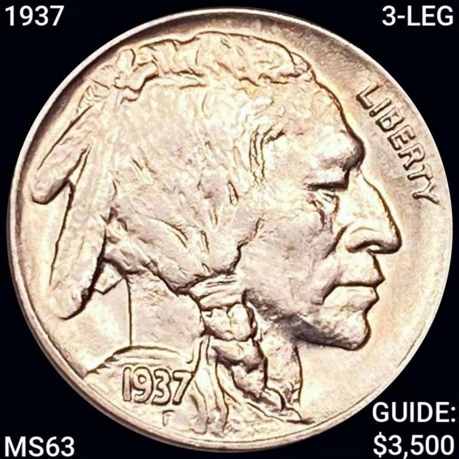 1937 3-LEG Buffalo Nickel CHOICE BU (1 of 2)