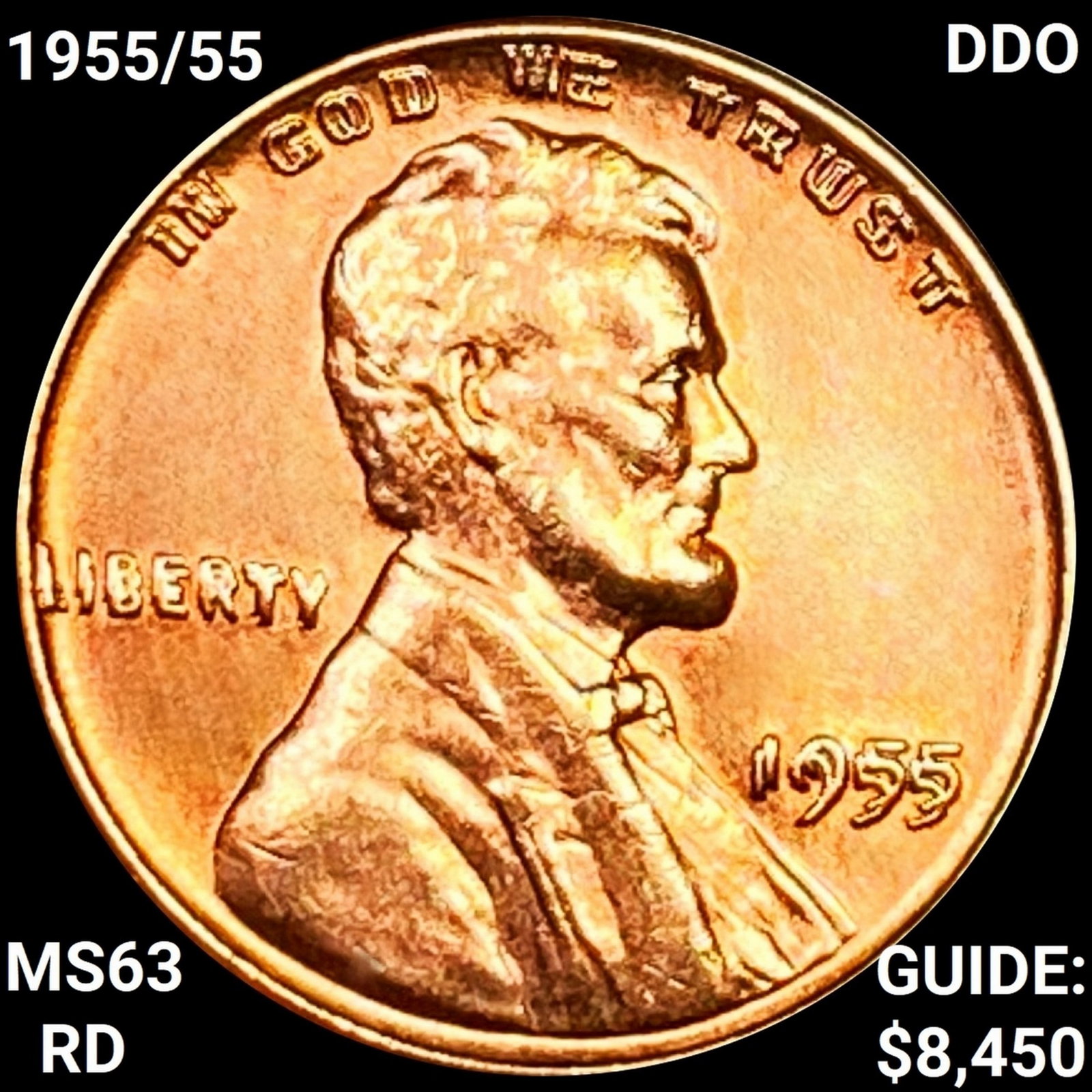 1955/55 DDO Wheat Cent CHOICE BU RD: 1955/55 DDO Wheat Cent CHOICE BU RD