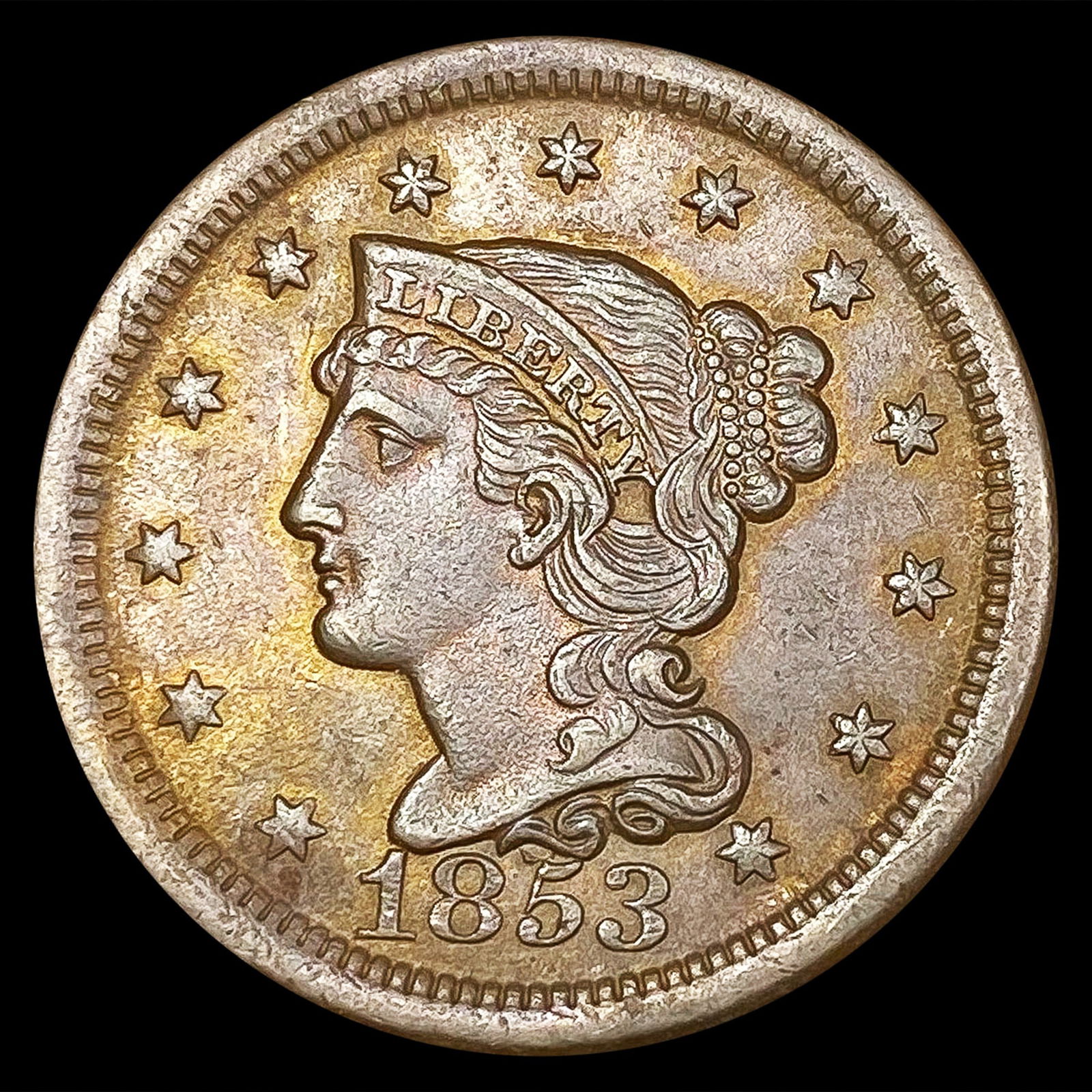 1853 Braided Hair Large Cent NEARLY UNCIRCULATED (1 of 2)