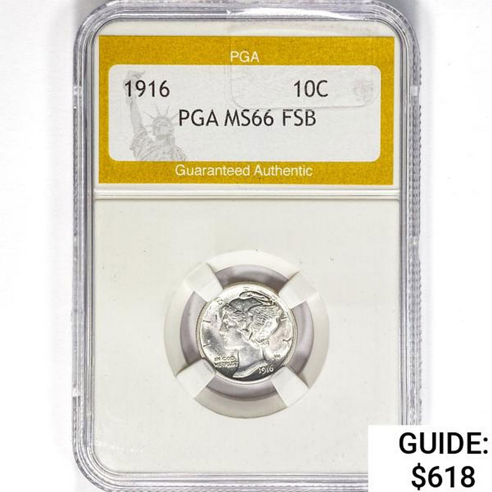 1916 Mercury Silver Dime PGA MS66 FSB (1 of 2)