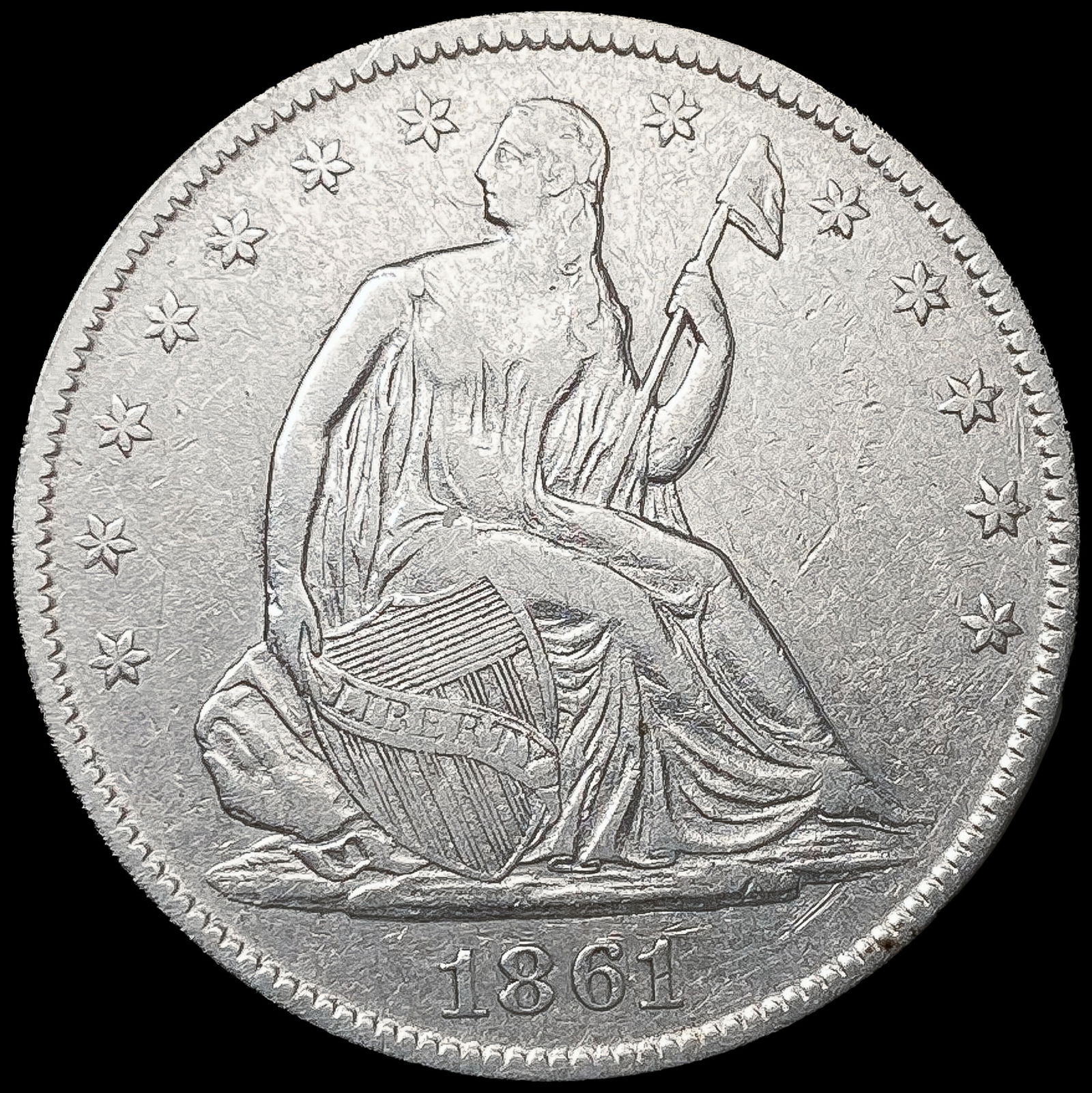 1861 Seated Liberty Half Dollar CLOSELY UNCIRCULAT (1 of 2)
