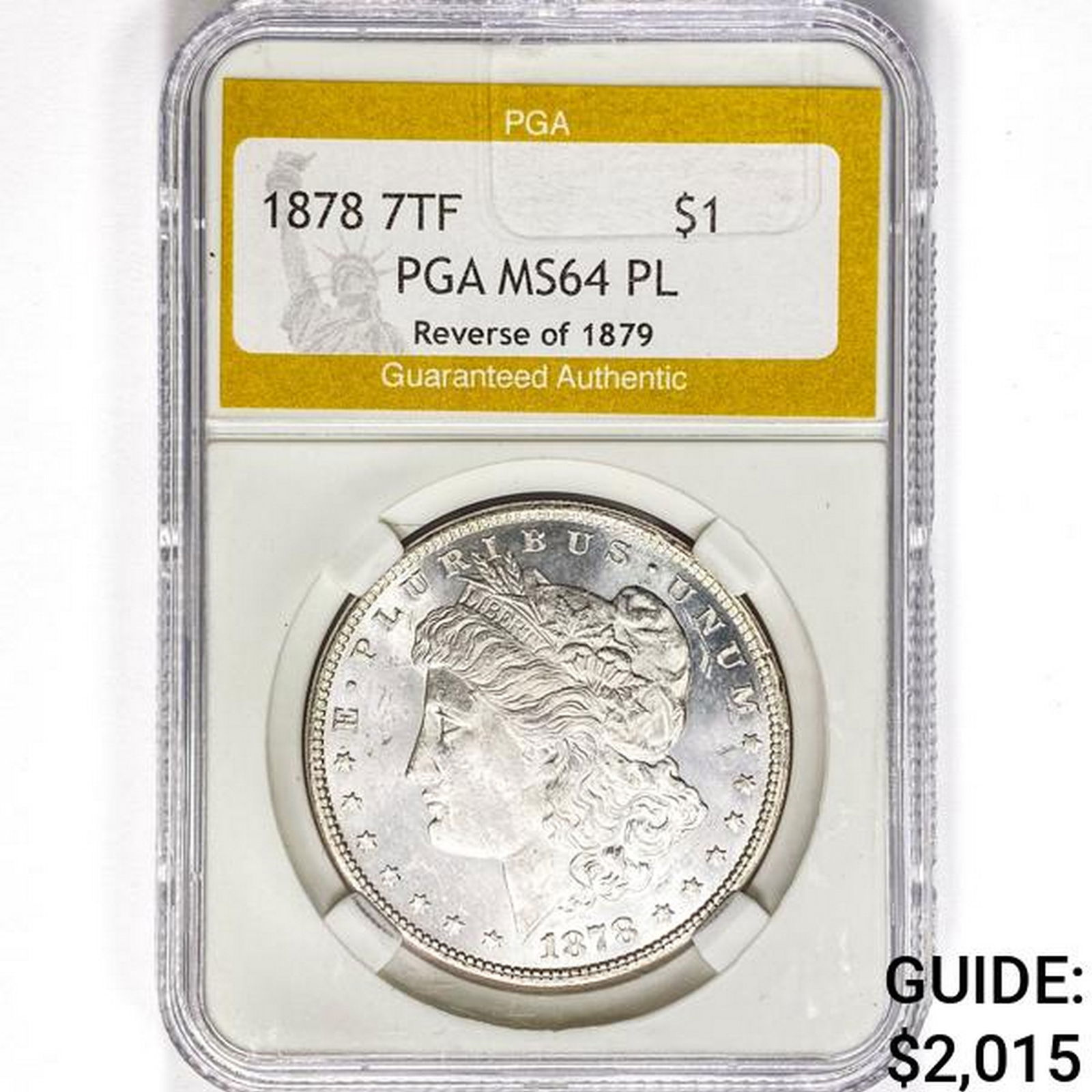 1878 7TF Morgan Silver Dollar PGA MS64 PL REV 79 (1 of 2)