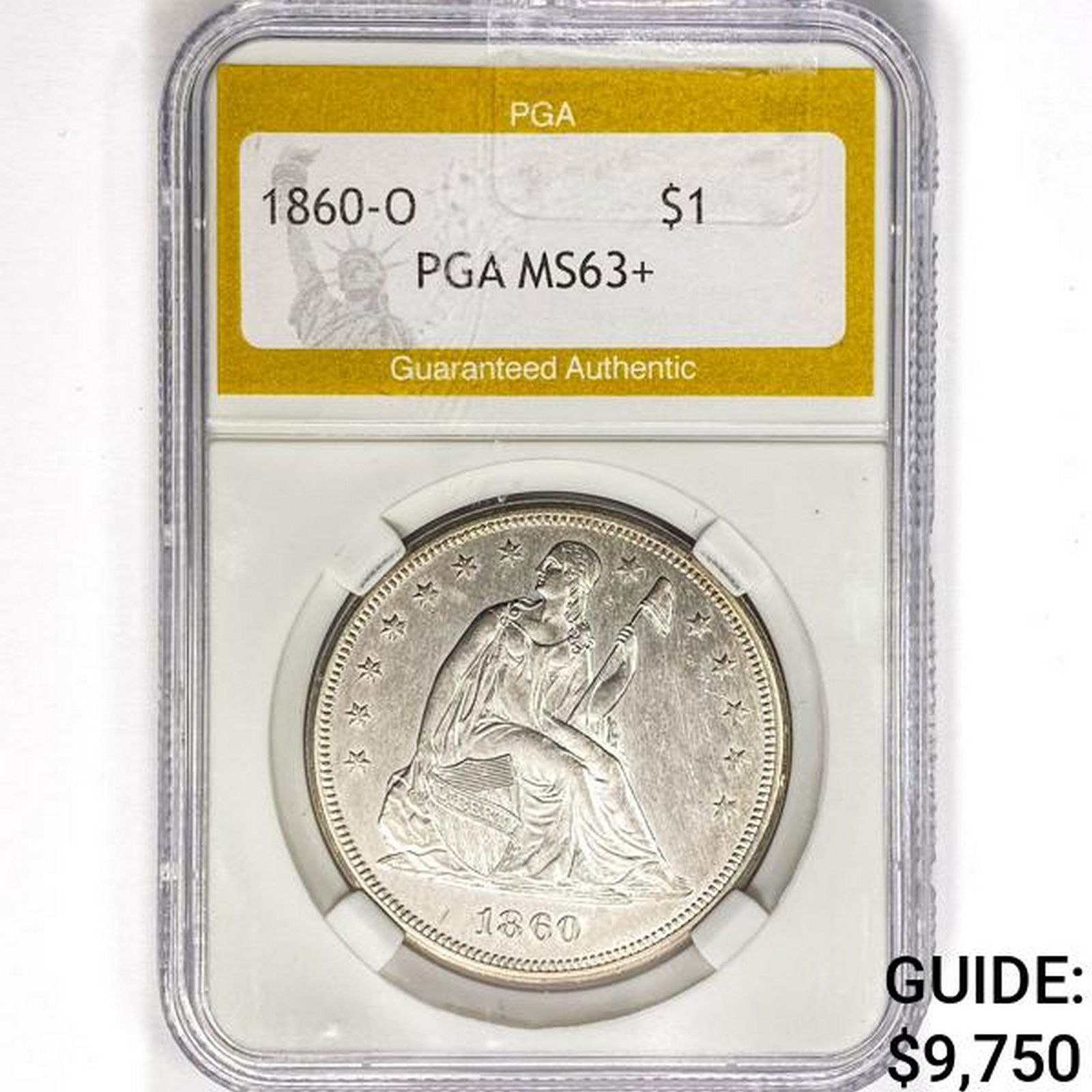 1860-O Seated Liberty Dollar PGA MS63+ (1 of 2)