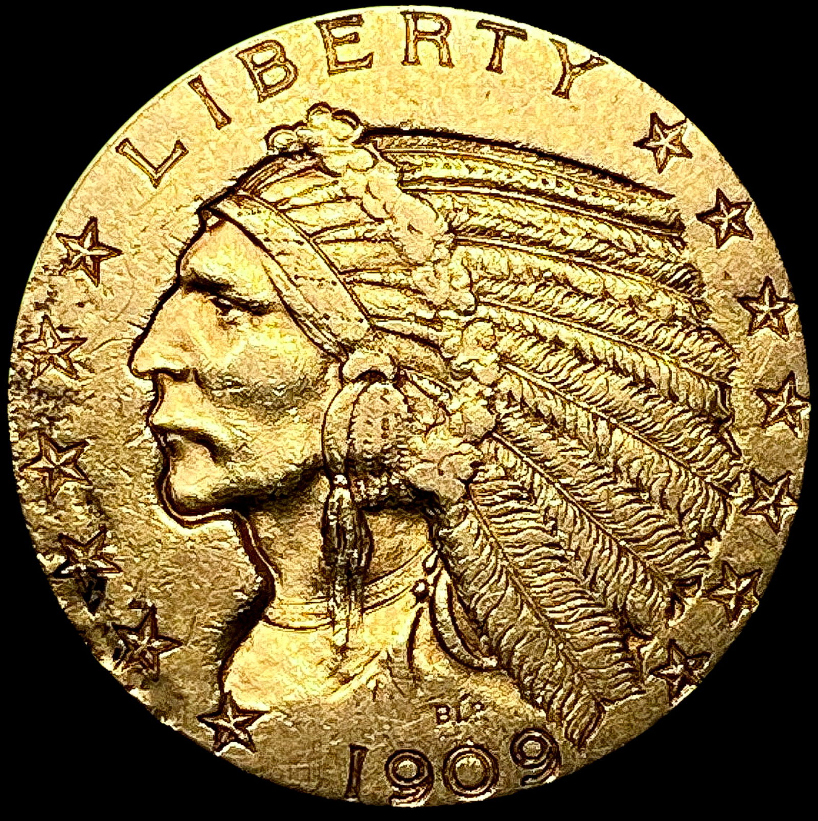 1909 $5 Gold Half Eagle CLOSELY UNCIRCULATED (1 of 2)