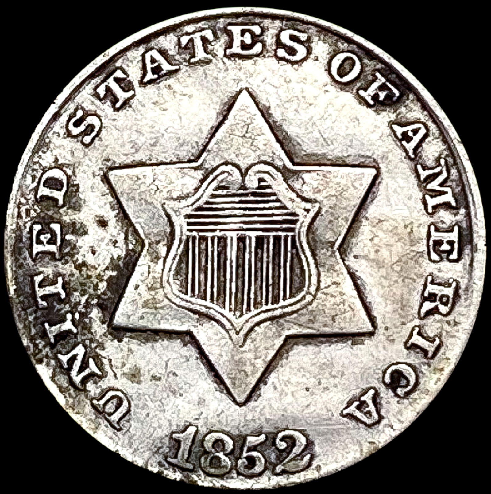 1852 Silver Three Cent CLOSELY UNCIRCULATED (1 of 2)