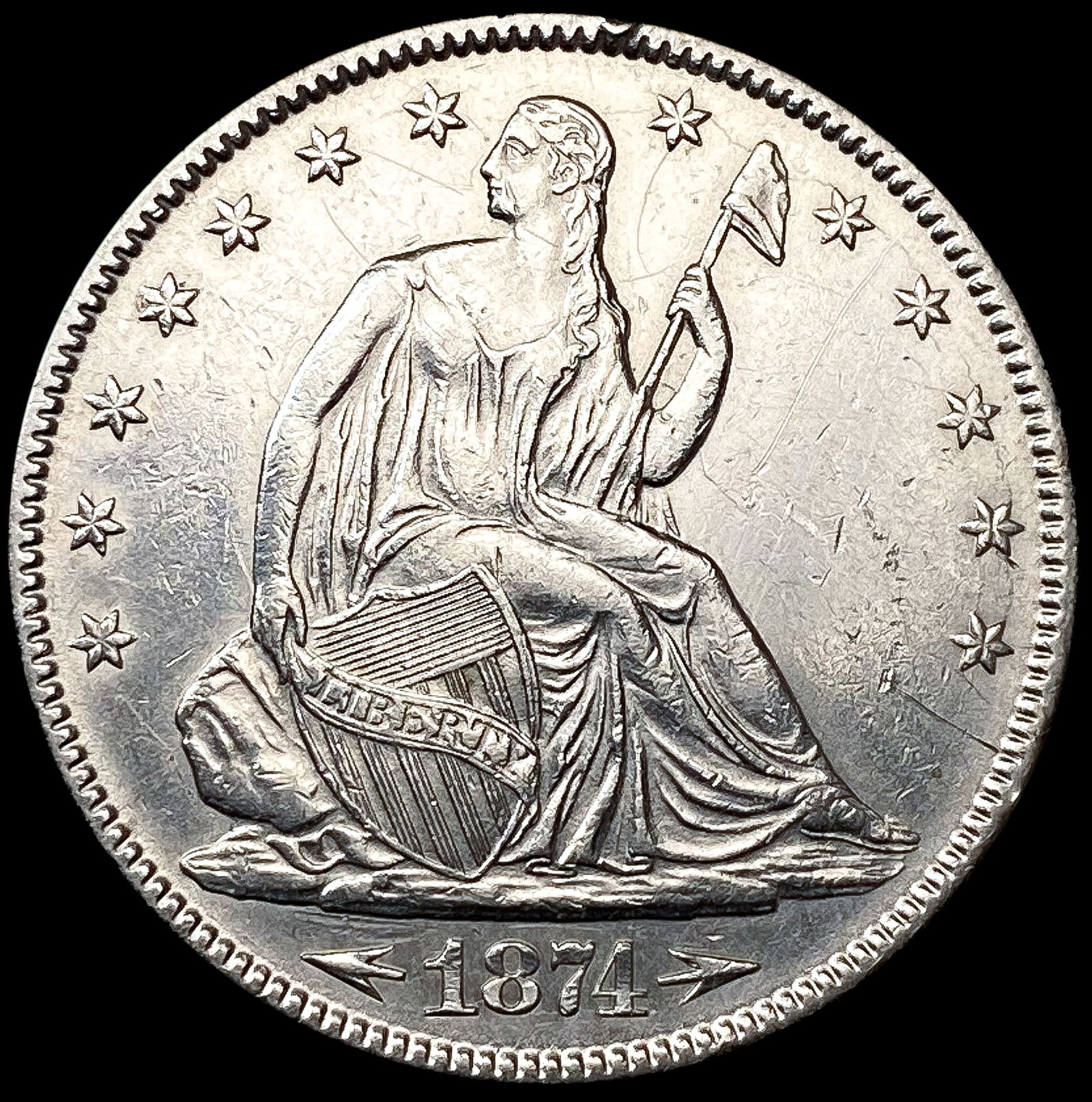 1874 Arws Seated Liberty Half Dollar UNCIRCULATED (1 of 2)