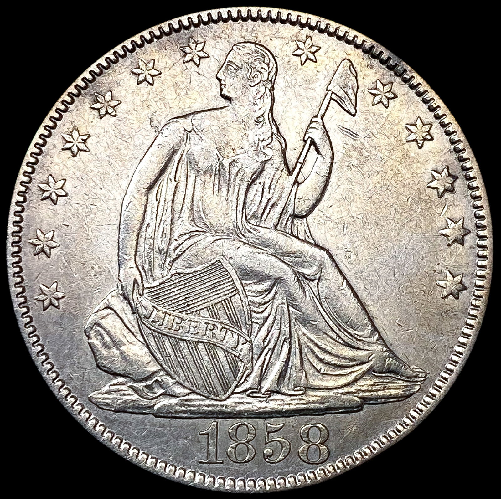 1858 Seated Liberty Half Dollar UNCIRCULATED (1 of 2)