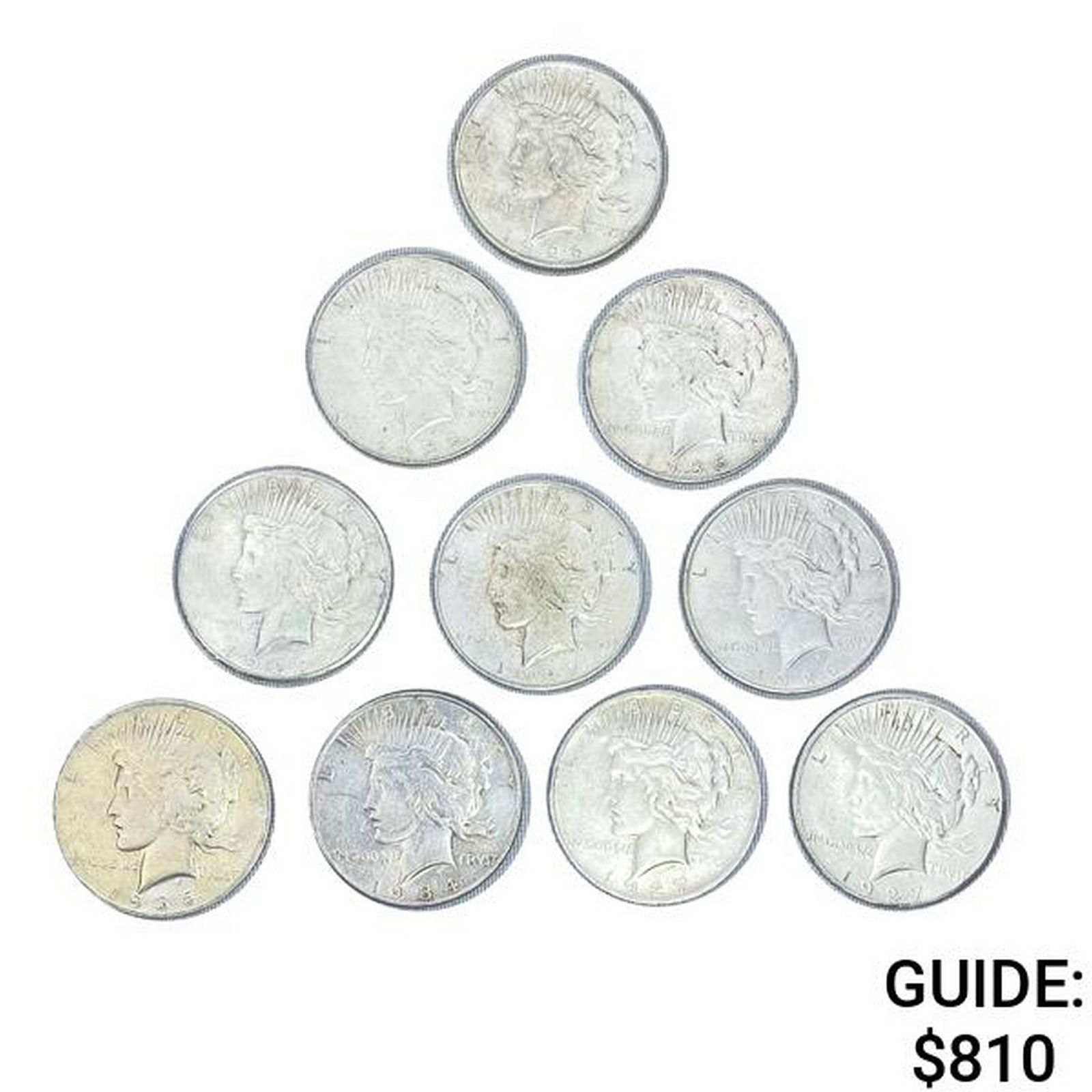 1926-1935 Silver Peace Dollars (10 Coins) (1 of 2)