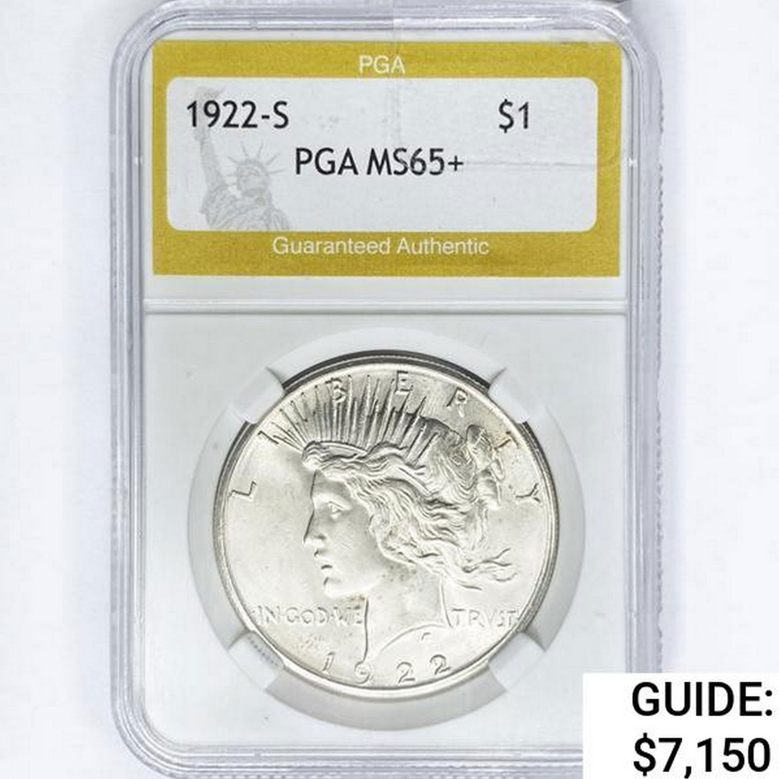 1922-S Silver Peace Dollar PGA MS65+ (1 of 2)