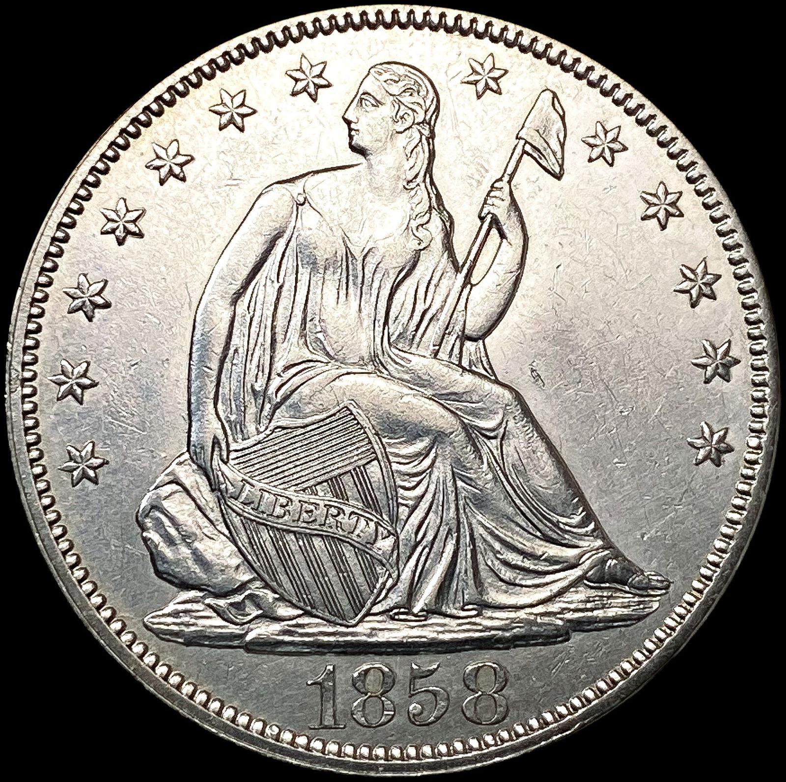 1858 Seated Liberty Half Dollar UNCIRCULATED (1 of 2)