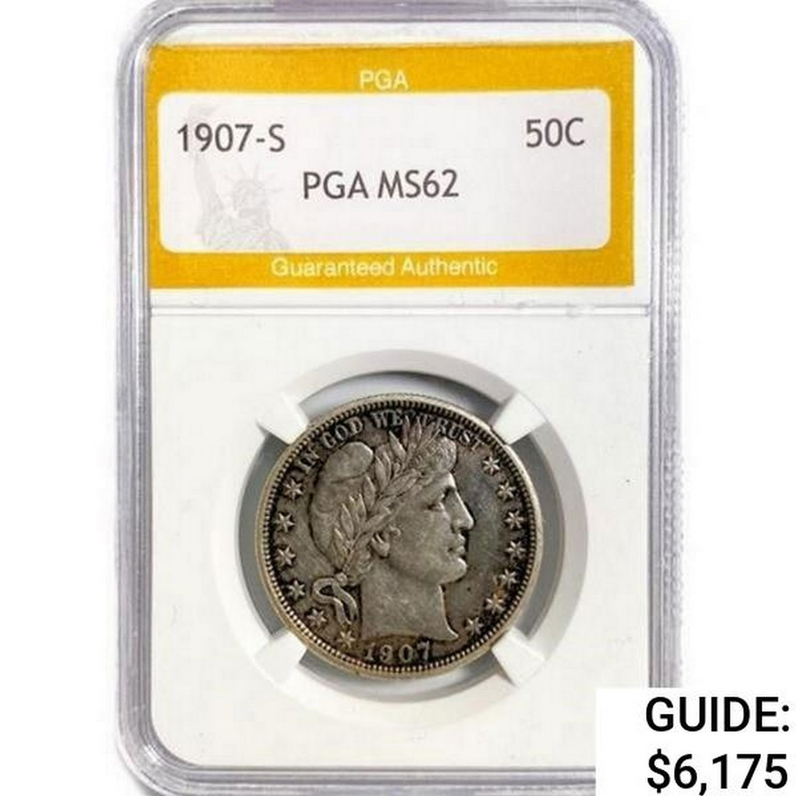 1907-S Barber Half Dollar PGA MS62 (1 of 2)