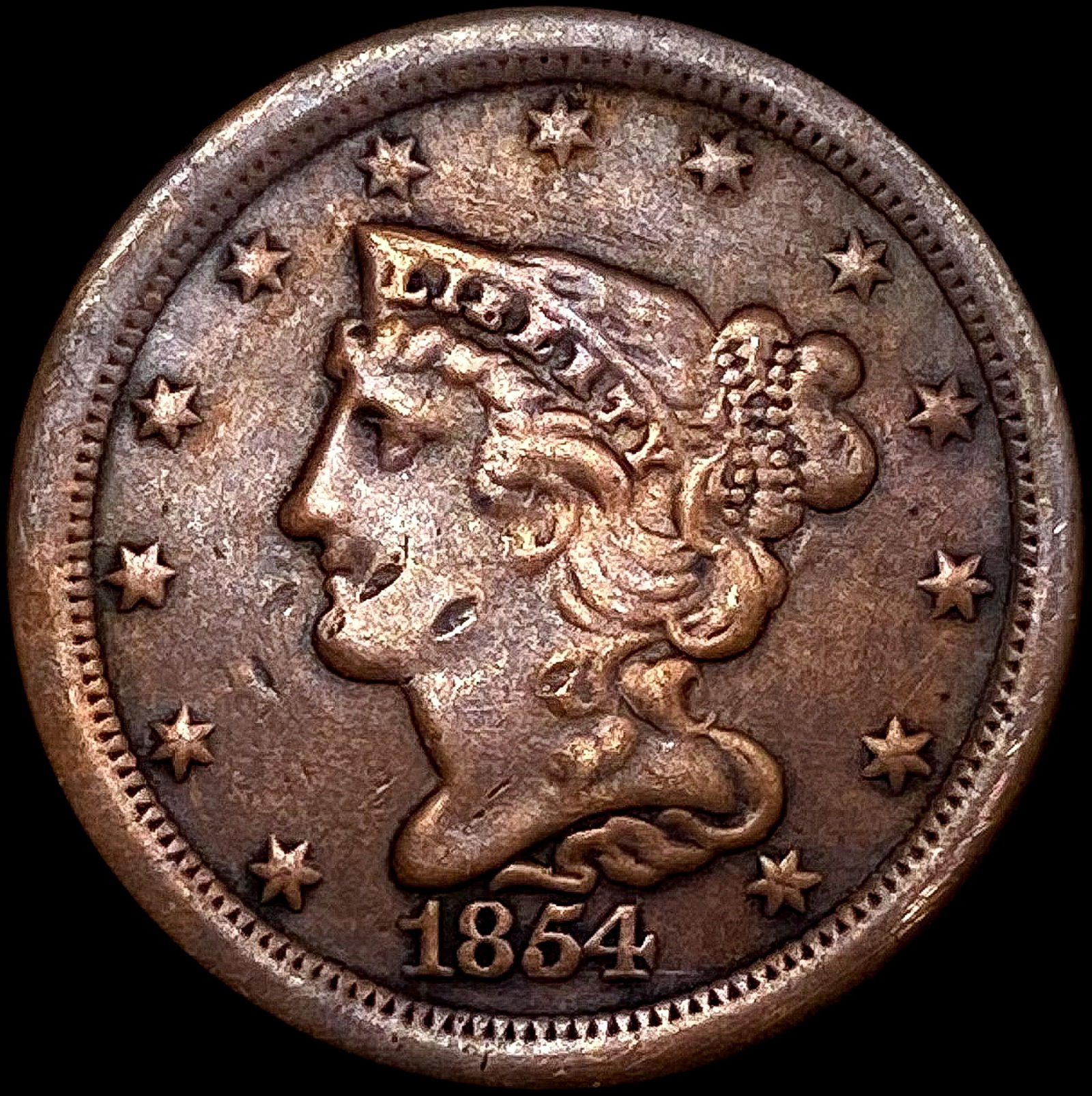 1854 Braided Hair Half Cent LIGHTLY CIRCULATED (1 of 2)