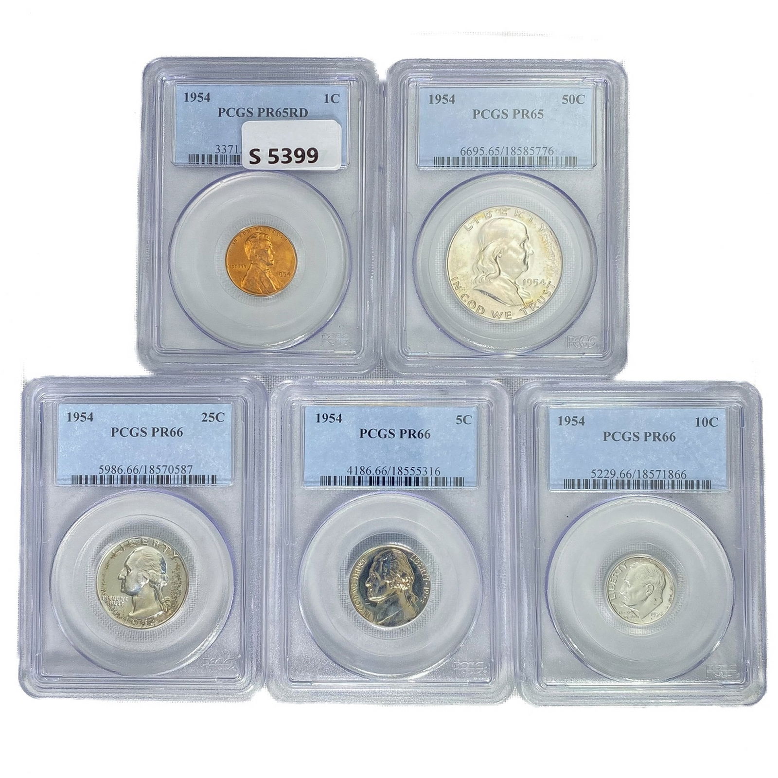 1954 US Proof Set (5 Coins) PCGS (1 of 2)