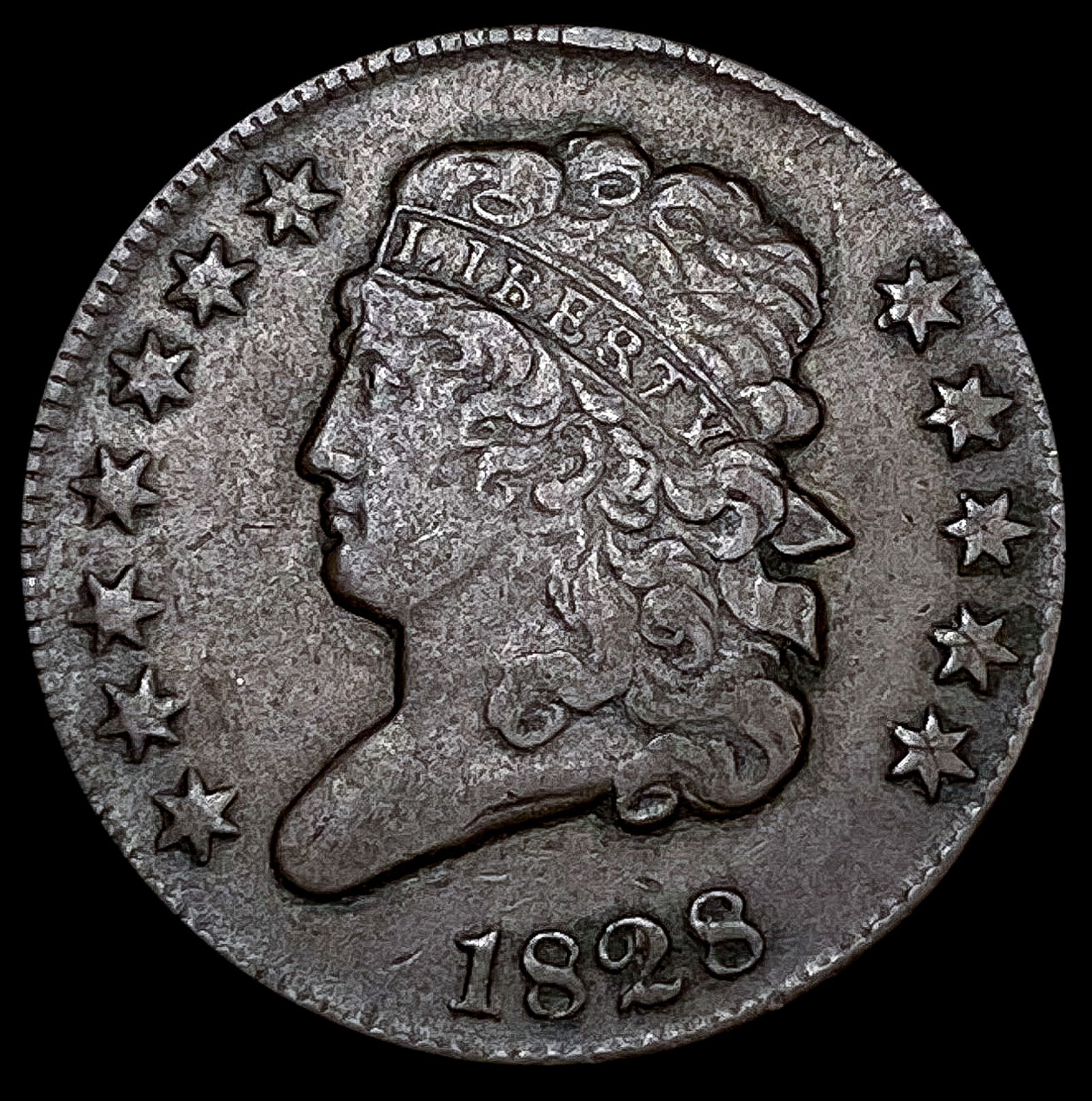 1828 12 Stars Classic Head Half Cent LIGHTLY CIRCU (1 of 2)