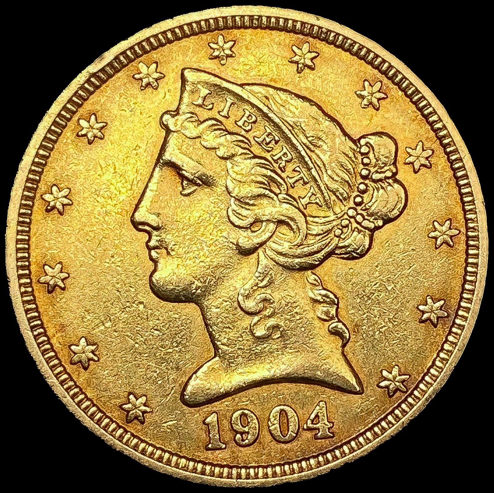 1904 $5 Gold Half Eagle CLOSELY UNCIRCULATED (1 of 2)