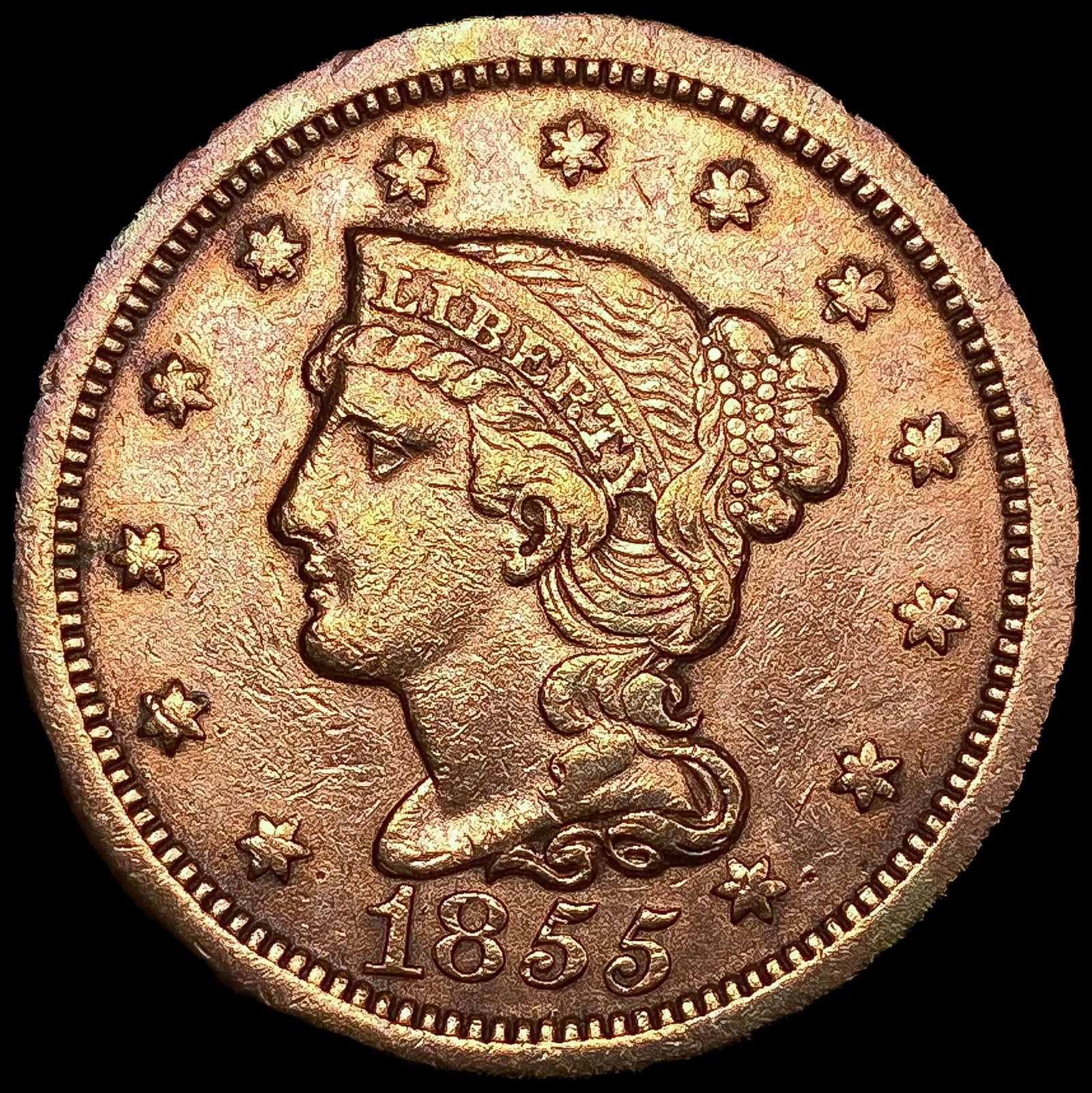 1855 Braided Hair Large Cent CLOSELY UNCIRCULATED (1 of 2)