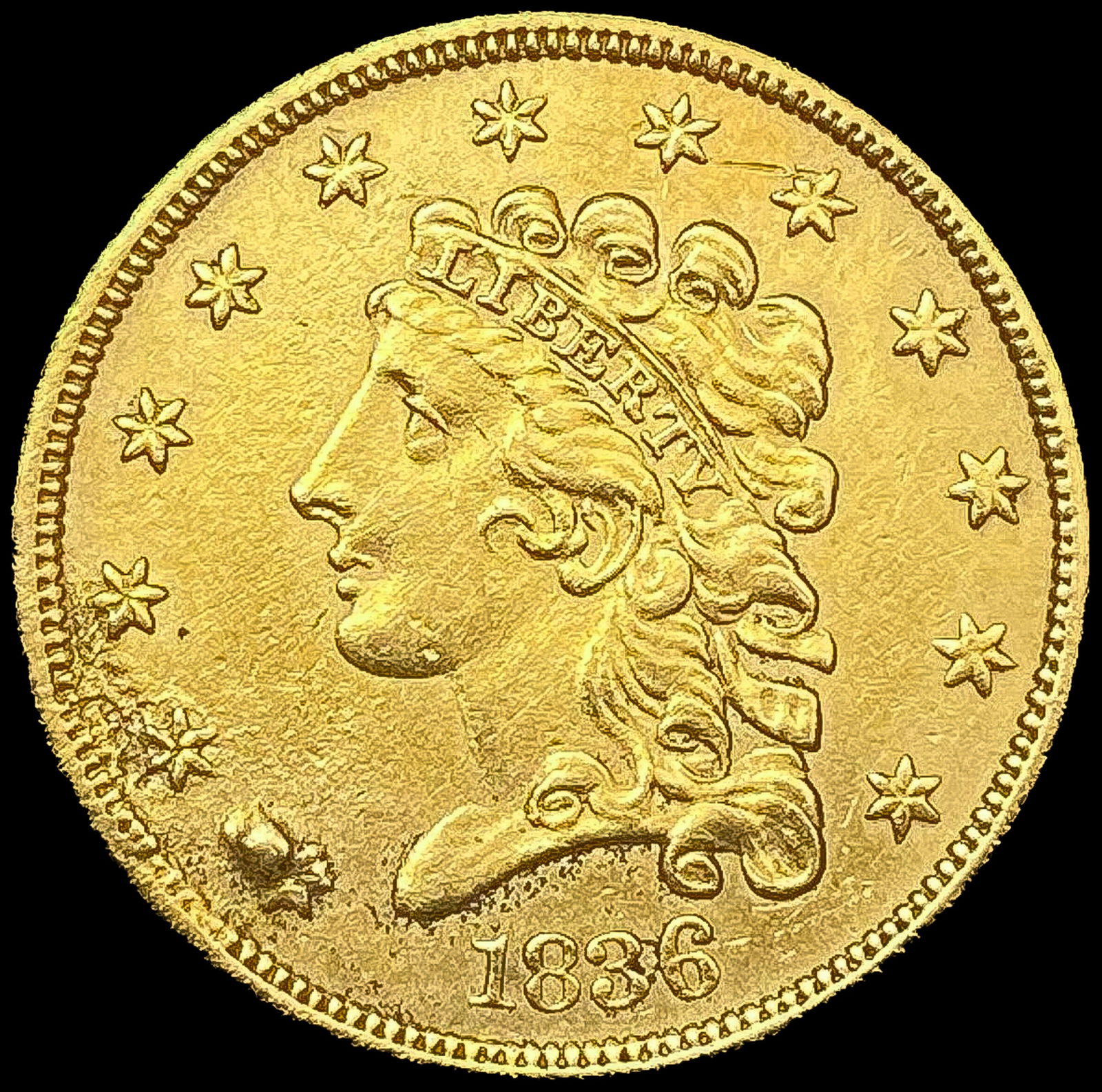 1836 $2.50 Gold Quarter Eagle HIGH GRADE (1 of 2)