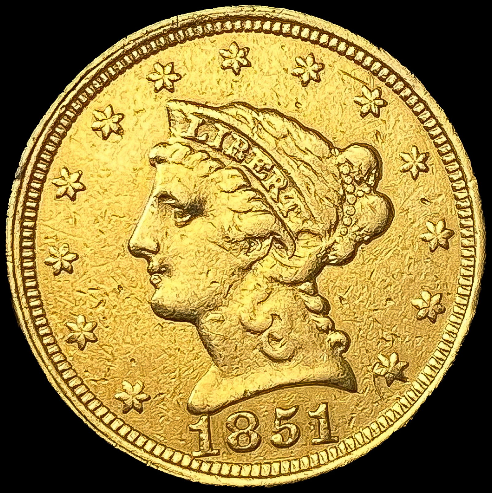 1851 $2.50 Gold Quarter Eagle NEARLY UNCIRCULATED (1 of 2)