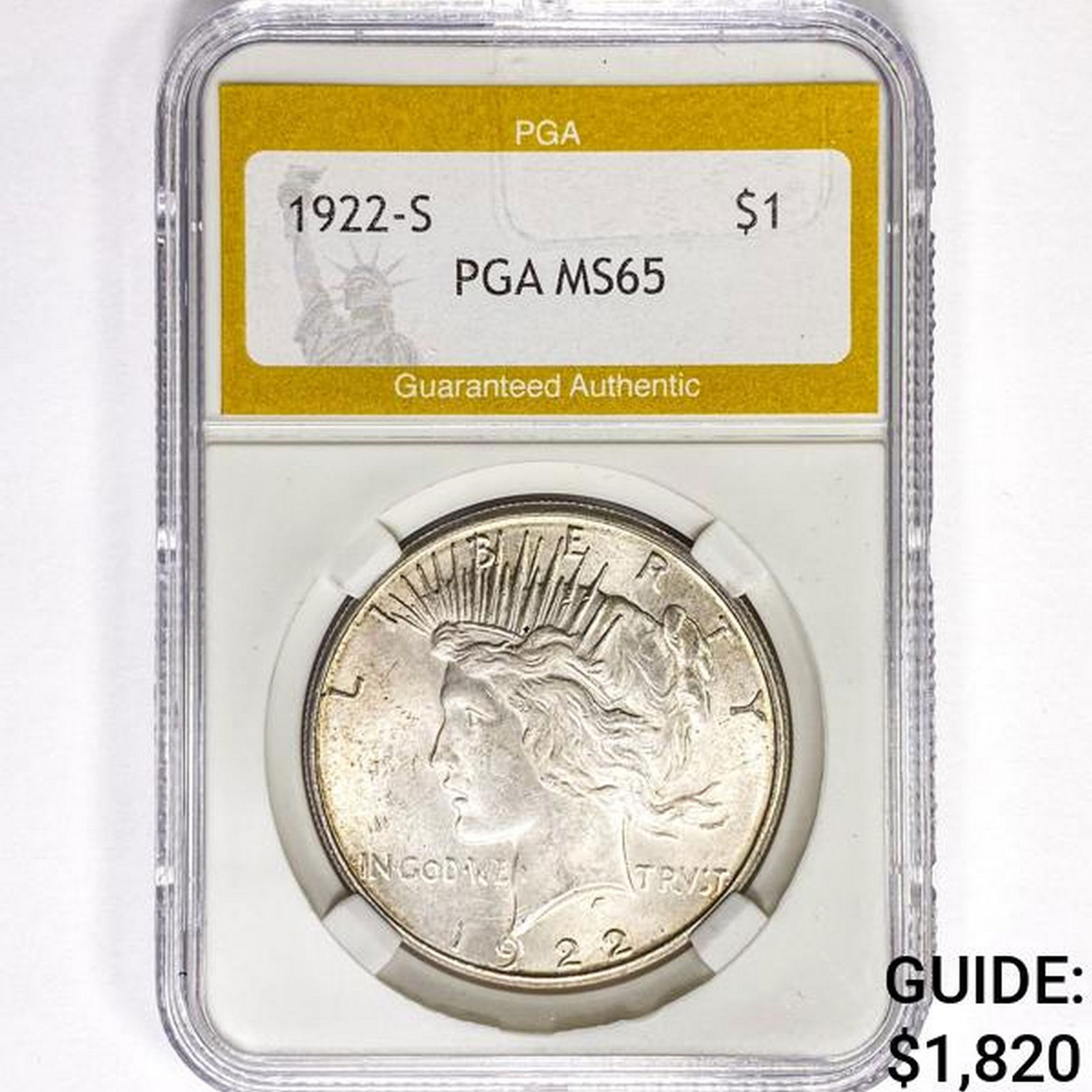 1922-S Silver Peace Dollar PGA MS65 (1 of 2)