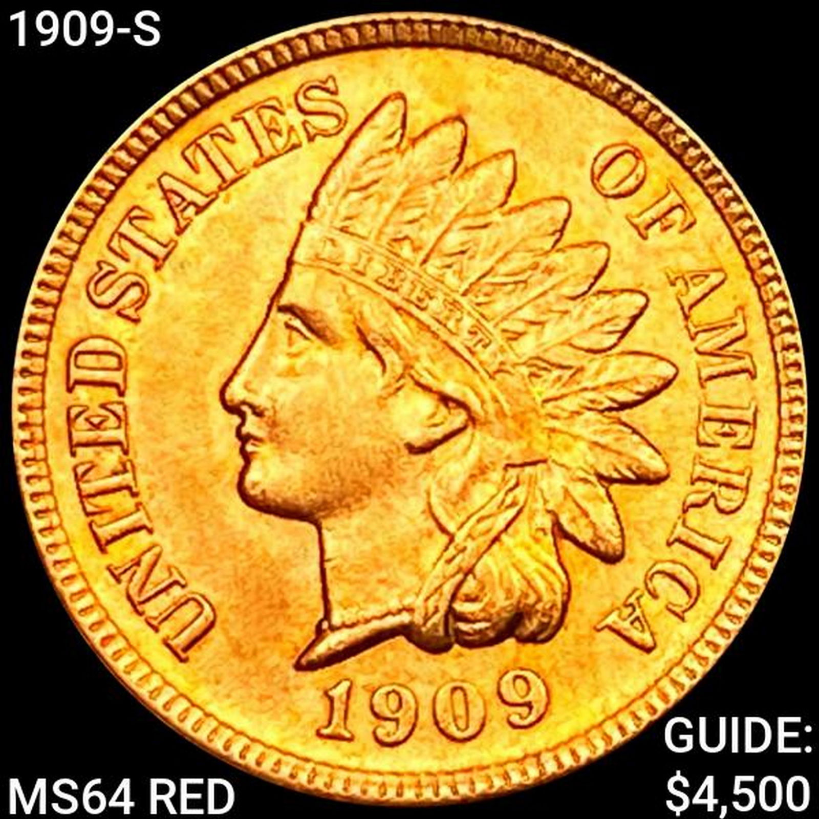 1909-S Indian Head Cent HIGH GRADE + (1 of 2)