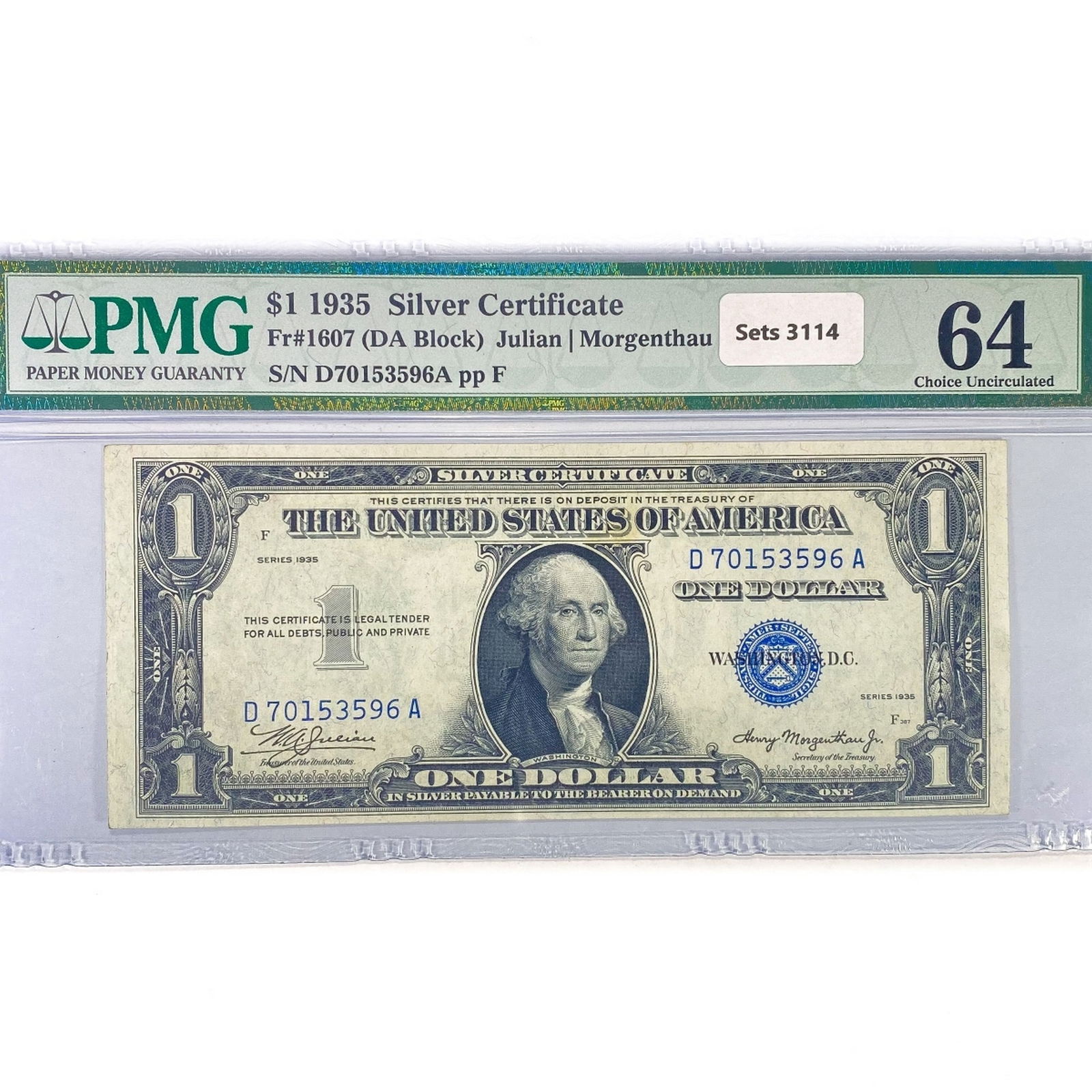 1935 $1 Silver Cert. PMG Ch UNC 64 (1 of 2)