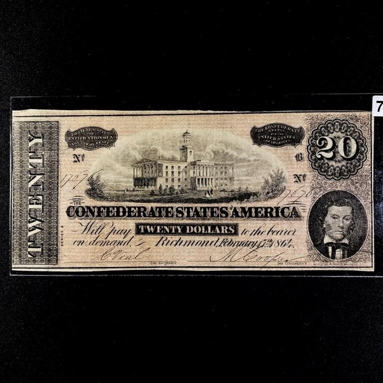 1864 LG Confederate $20 Legal Tender Note (1 of 2)