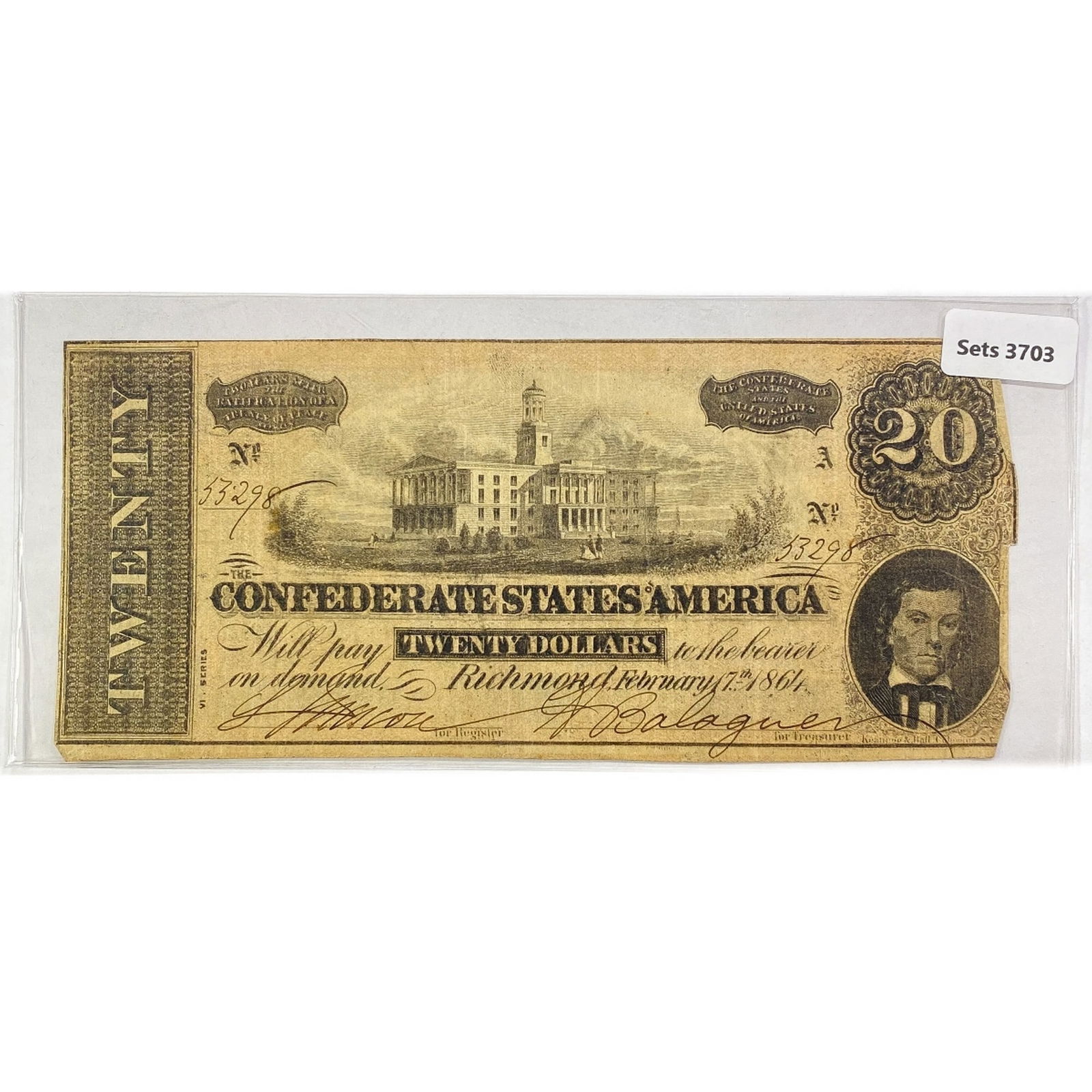 1864 LG $20 Confederate Note (1 of 2)