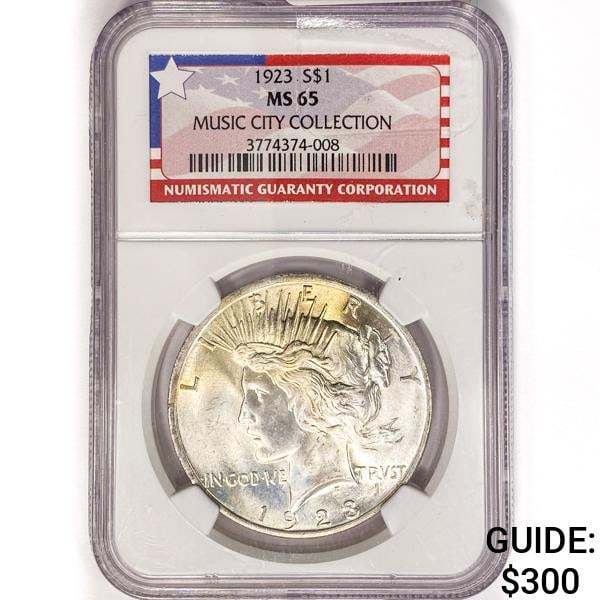 1923 Silver Peace Dollar NGC MS65 Music City Colle (1 of 2)
