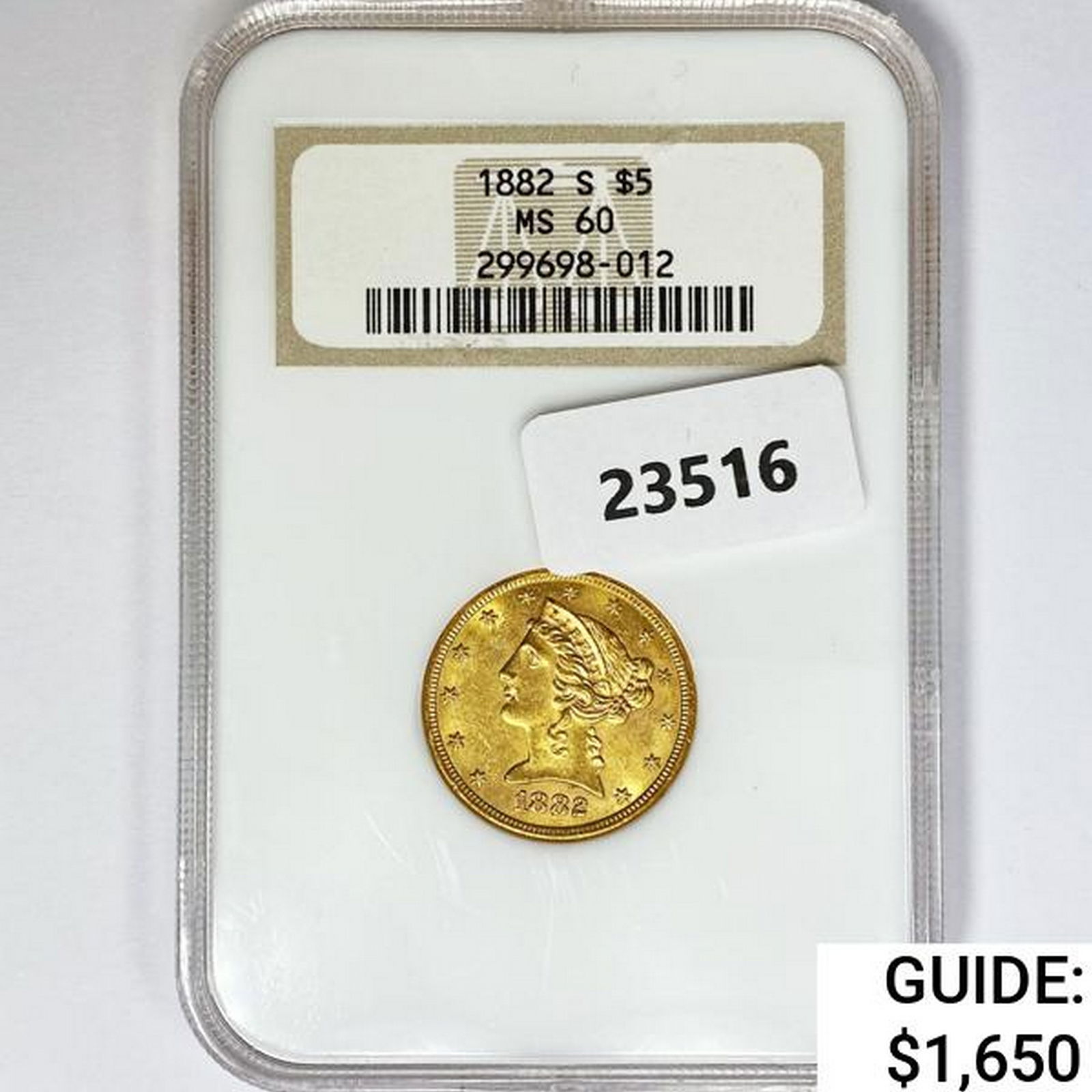 1882-S $5 Gold Half Eagle NGC MS60 (1 of 2)