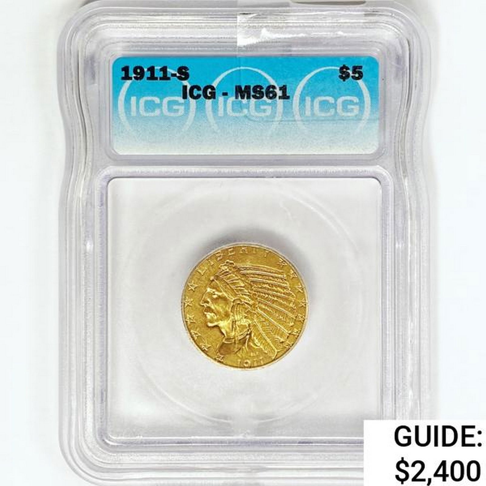 1911-S $5 Gold Half Eagle ICG MS61 (1 of 2)