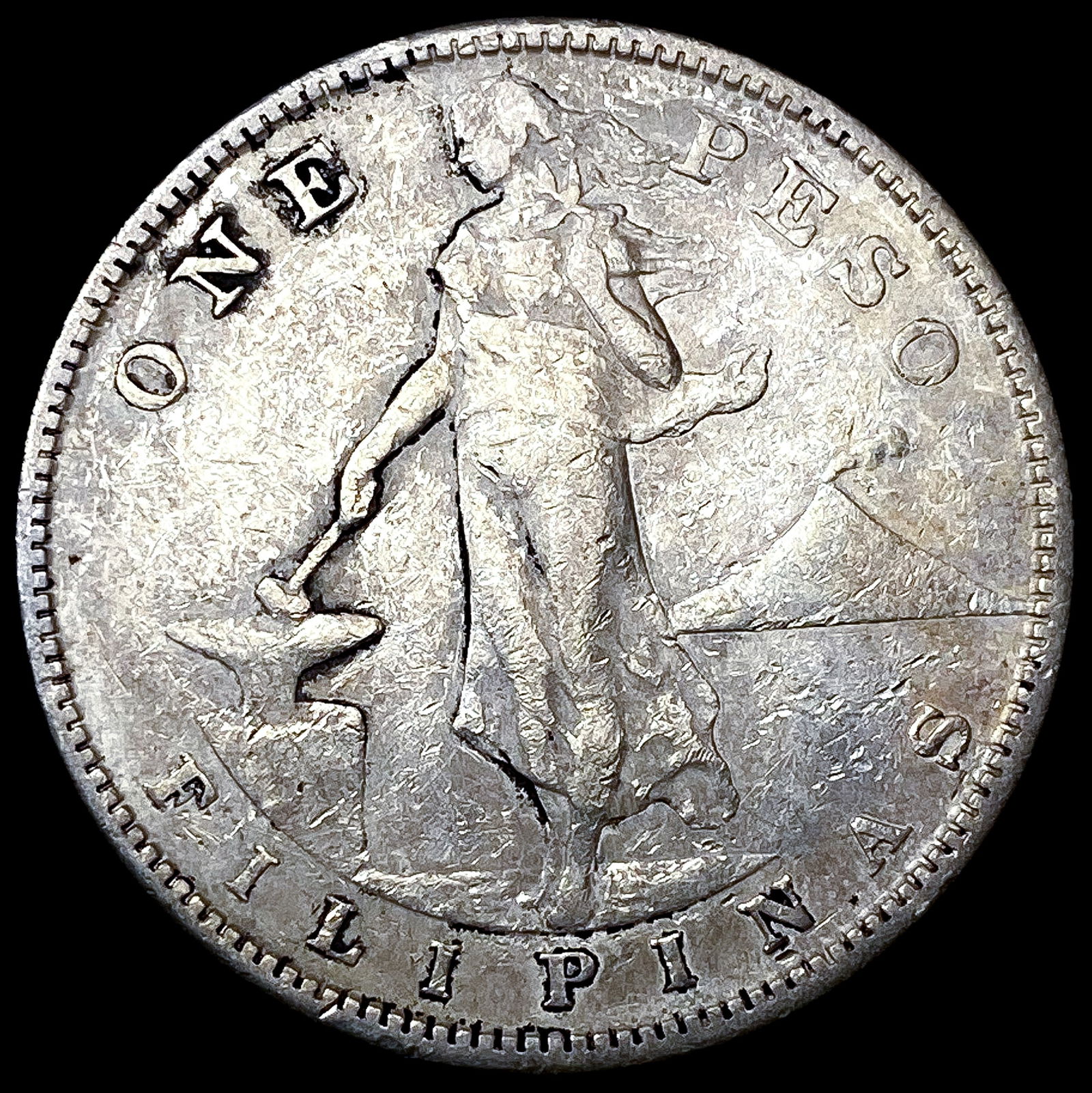 1908-S Philippines Silver 1 Peso NICELY CIRCULATED (1 of 2)