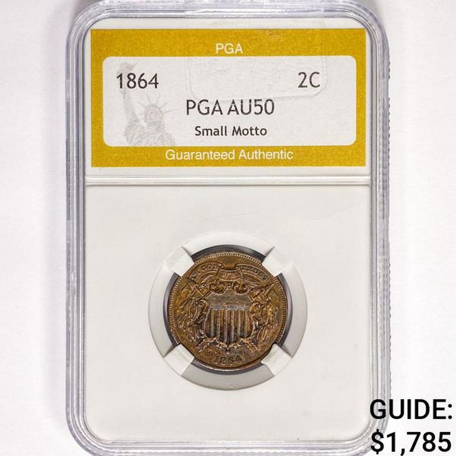 1864 Two Cent Piece PGA AU50 Small Motto (1 of 2)