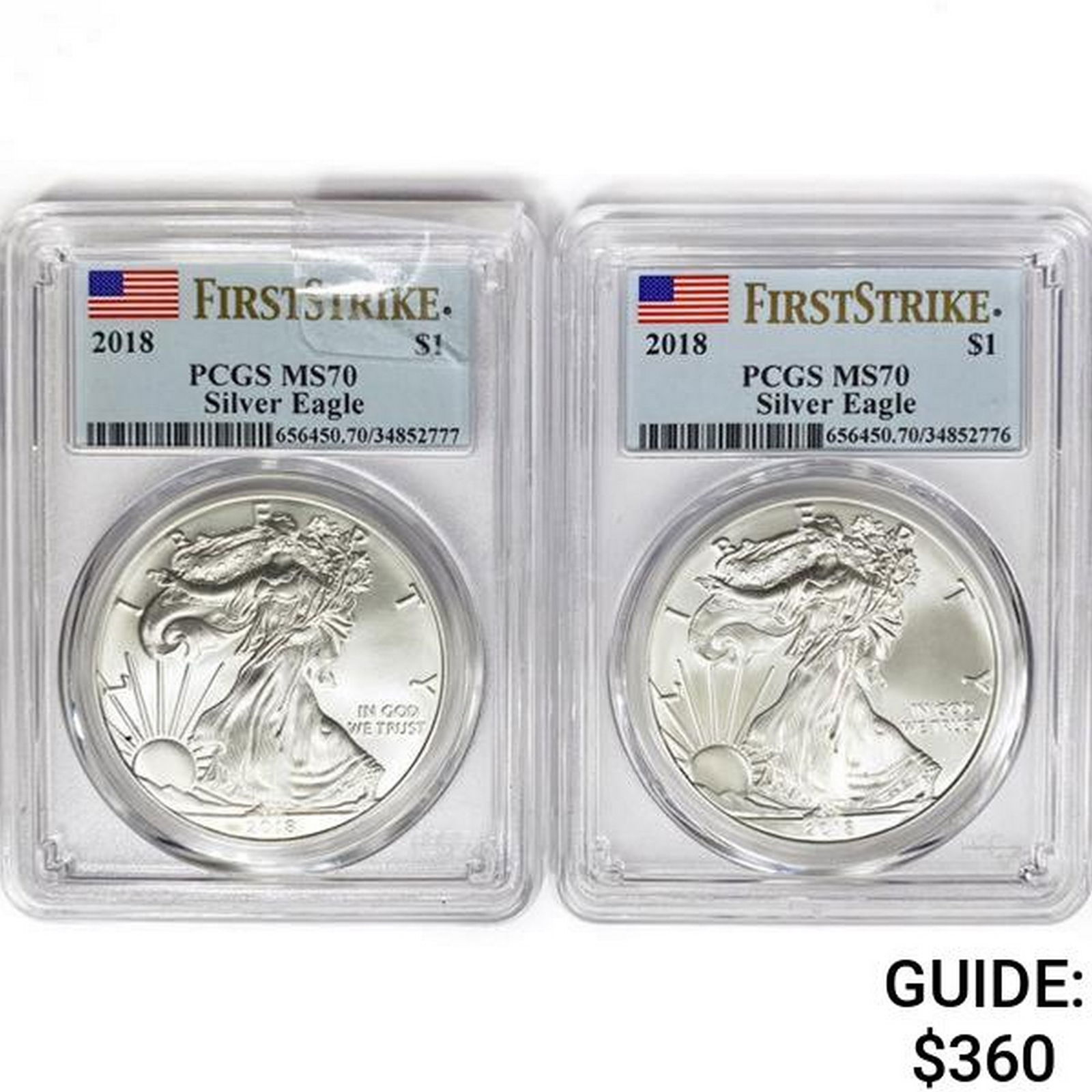 [2] 2018 American 1oz Silver Eagles PCGS MS70 (1 of 2)