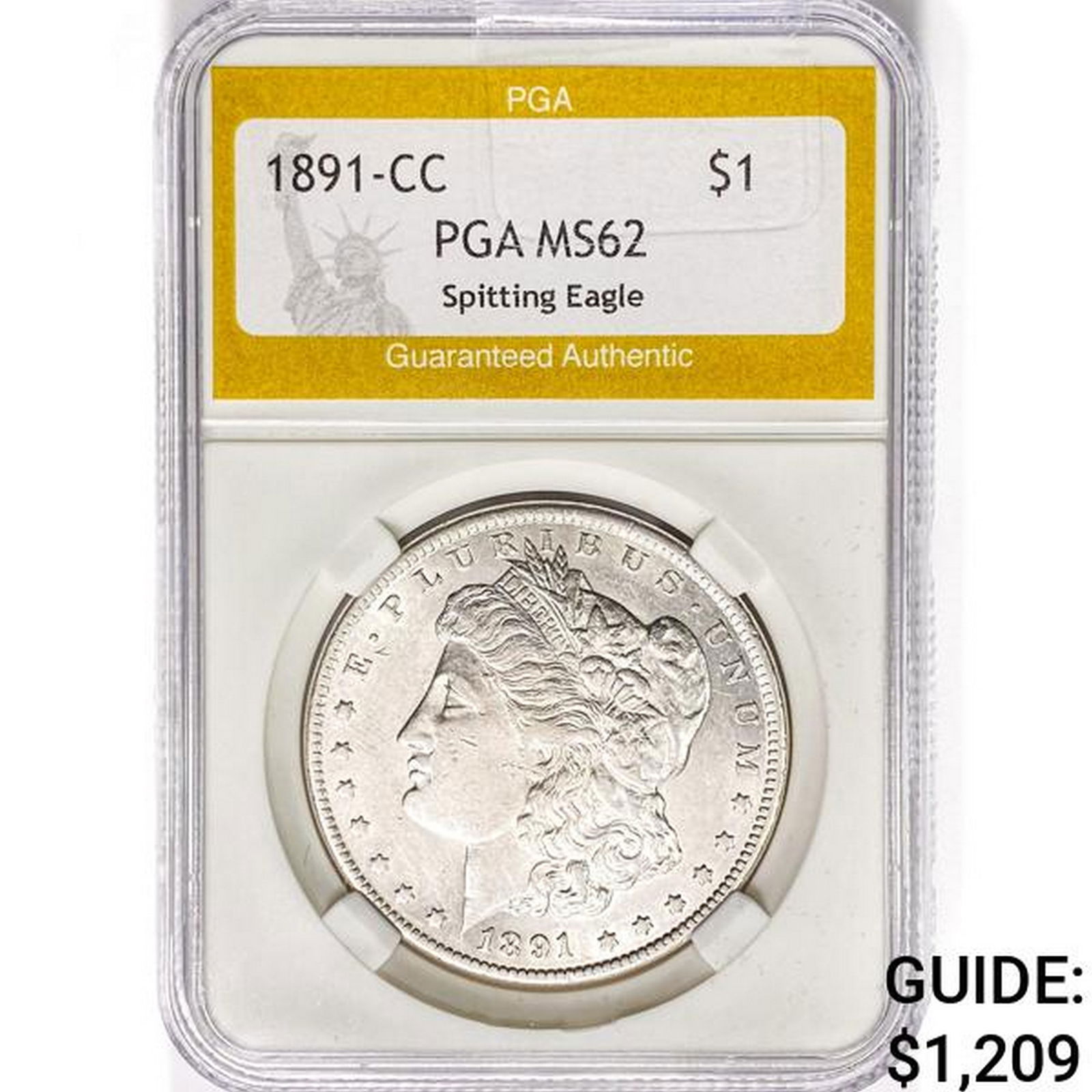 1891-CC Morgan Silver Dollar PGA MS62 Spit. Eagle (1 of 2)