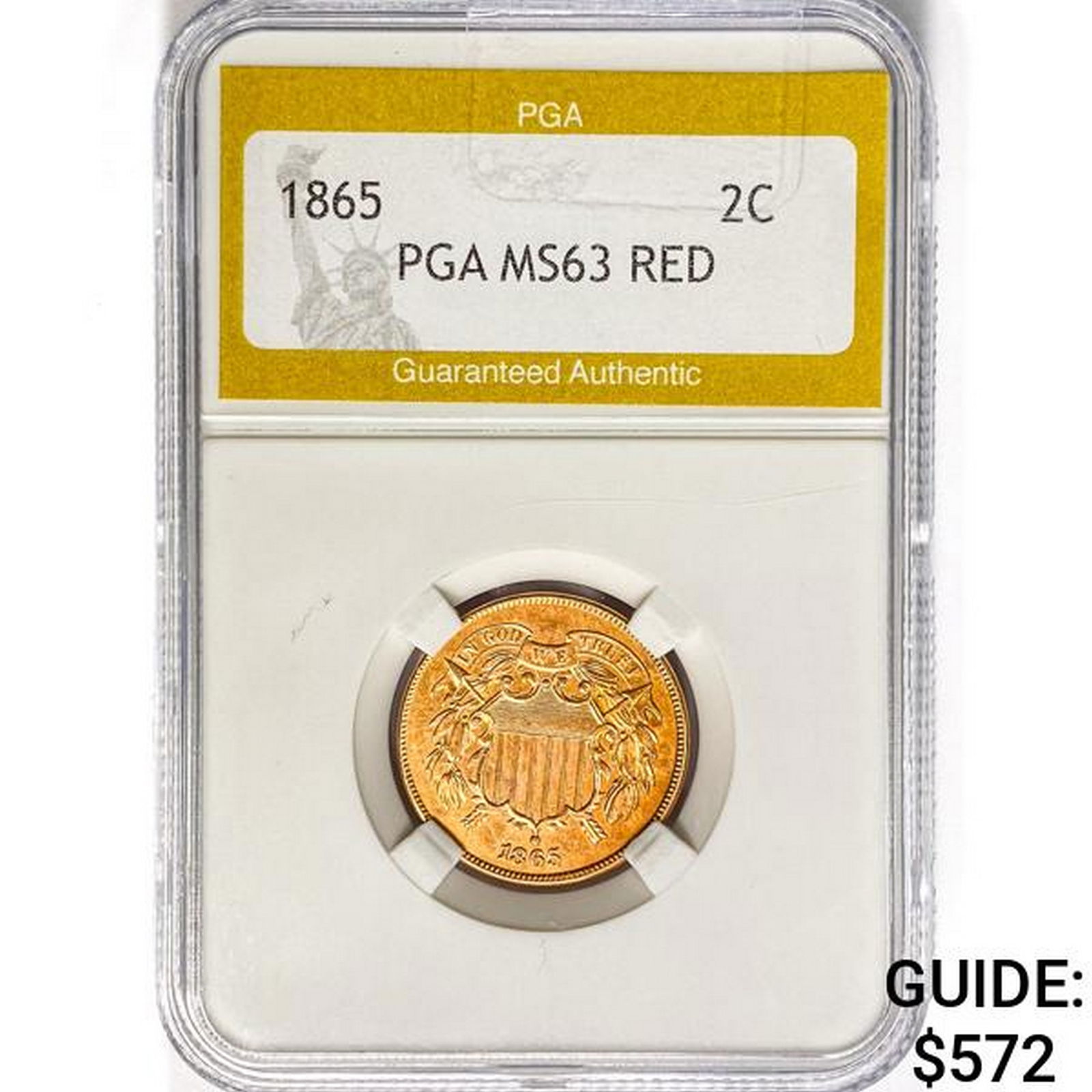 1865 Two Cent Piece PGA MS63 RED (1 of 2)