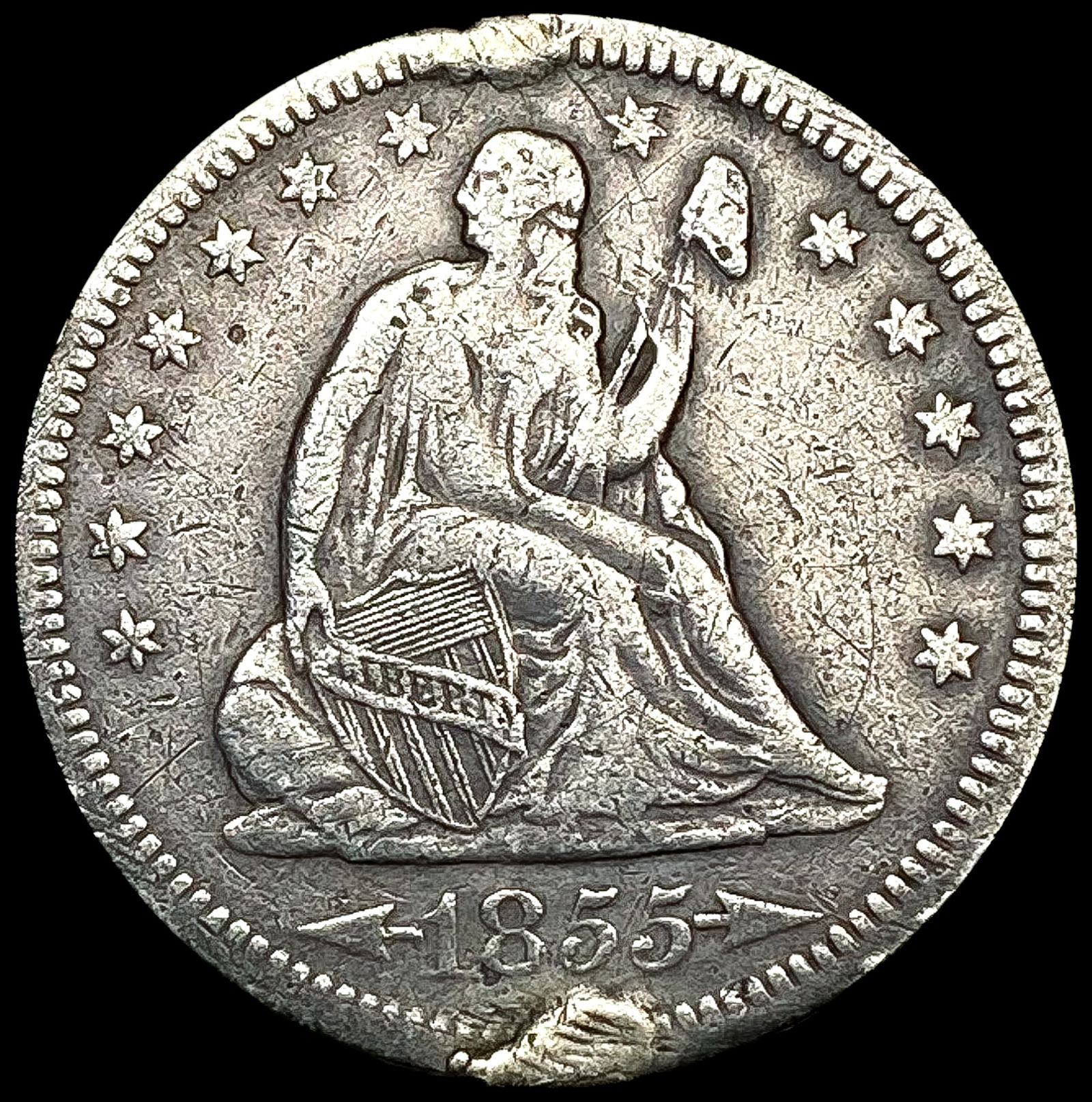 1855-O Seated Liberty Quarter LIGHTLY CIRCULATED (1 of 2)