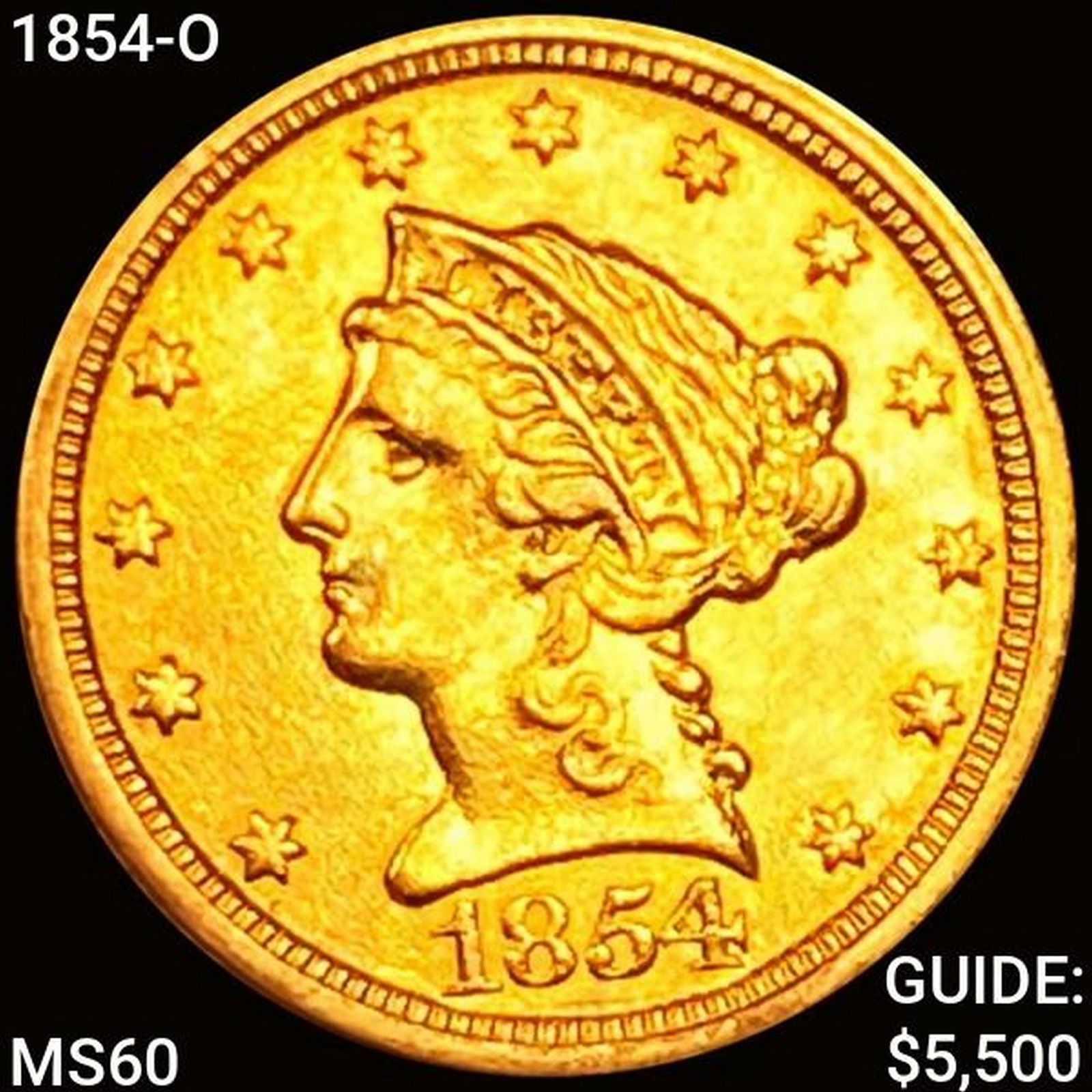 1854-O $2.50 Gold Quarter Eagle UNCIRCULATED (1 of 2)