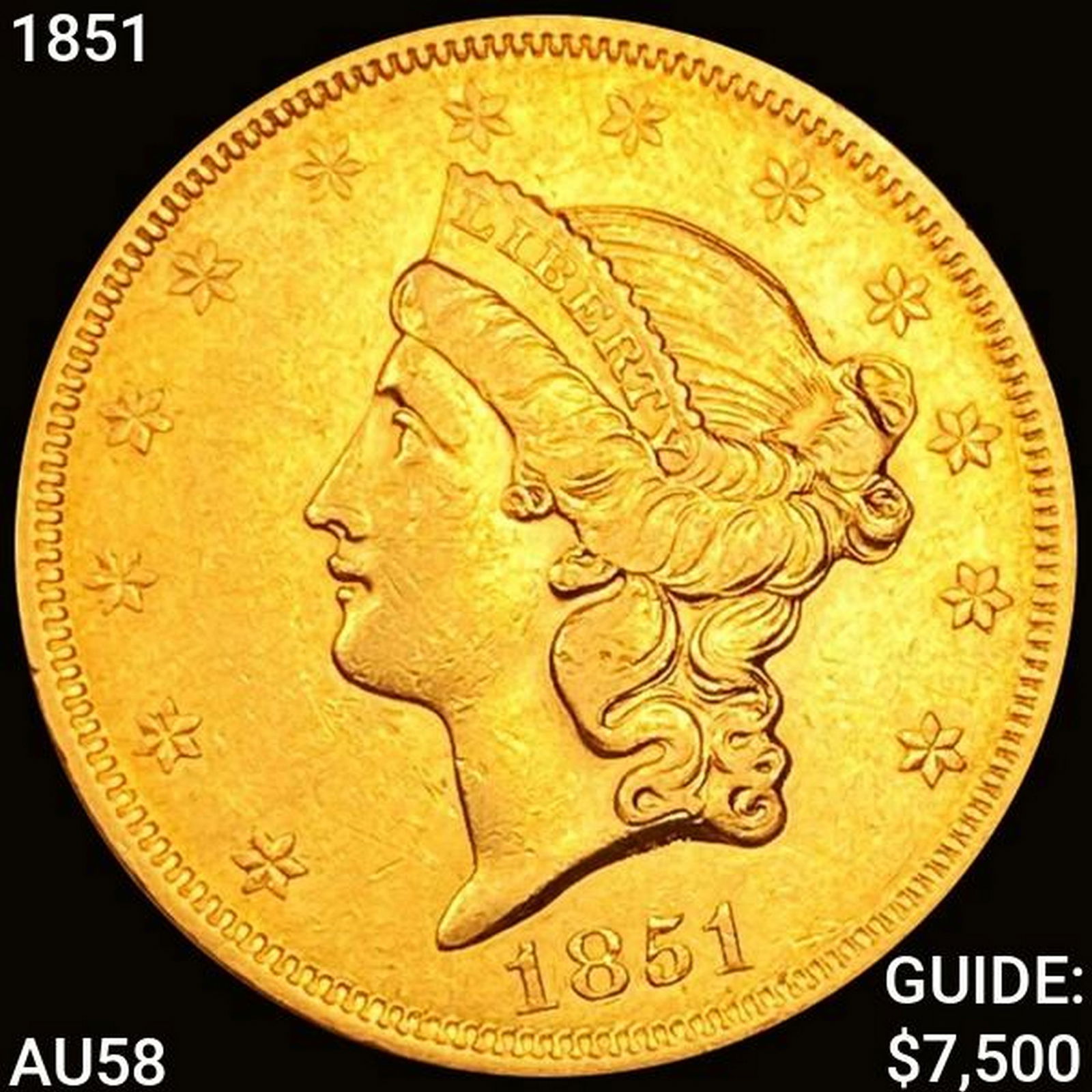 1851 $20 Gold Double Eagle CHOICE AU (1 of 2)